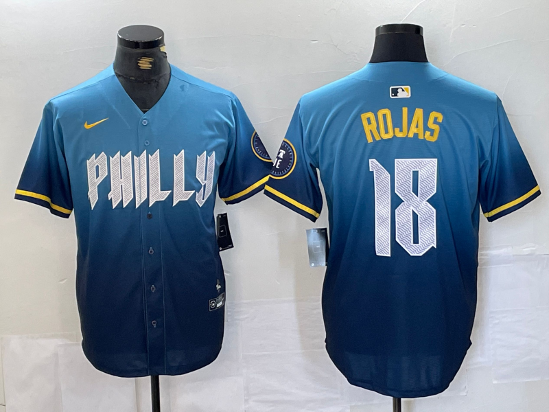 Men's Philadelphia Phillies Johan Rojas #18 Blue 2024 City Connect Limited Player Jerseys