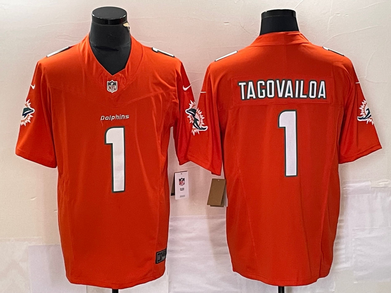 Men's Miami Dolphins Tua Tagovailoa #1 Orange Aqua Legend Jerseys