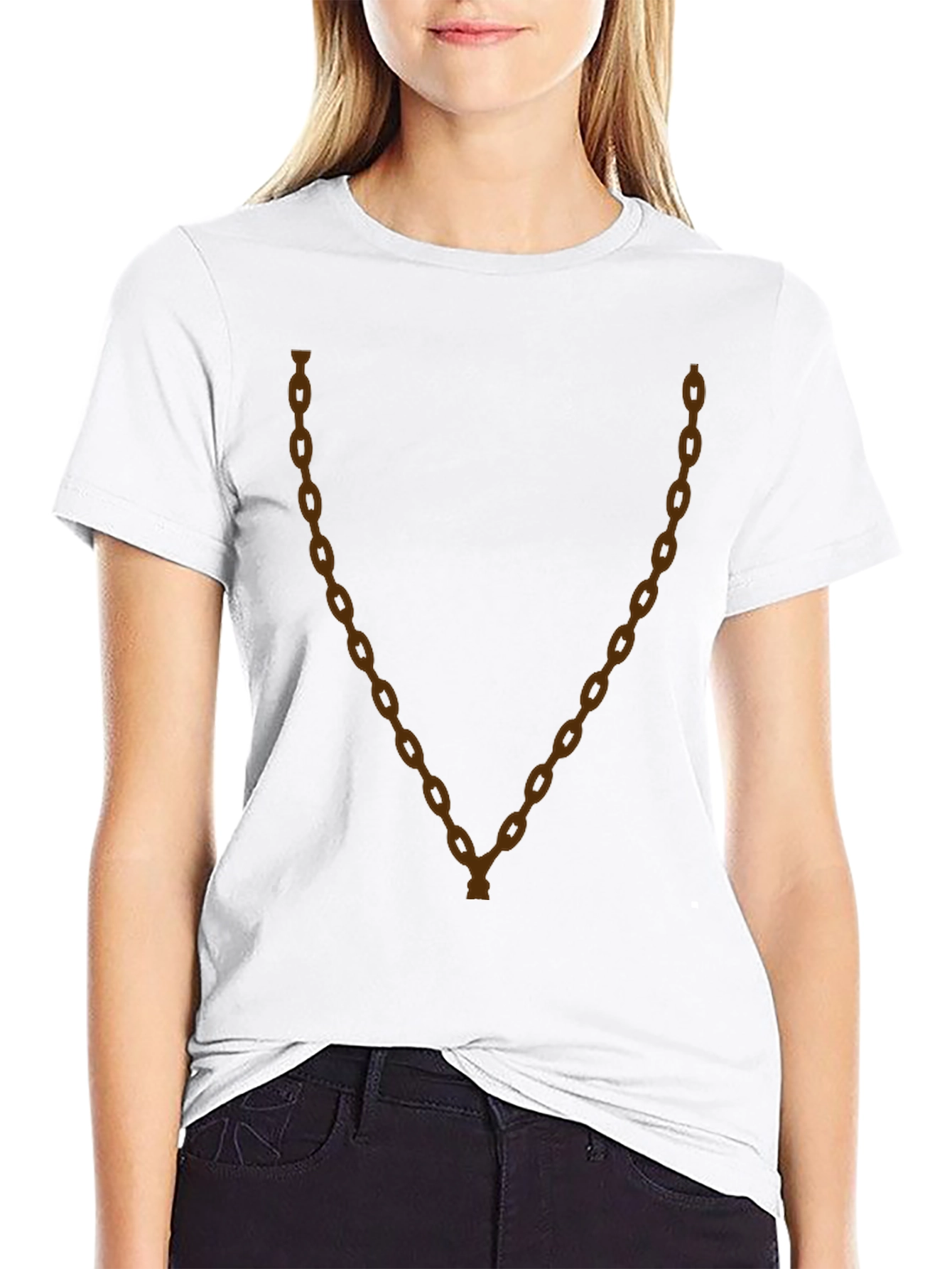Mens Black T-Shirt with Chain Design