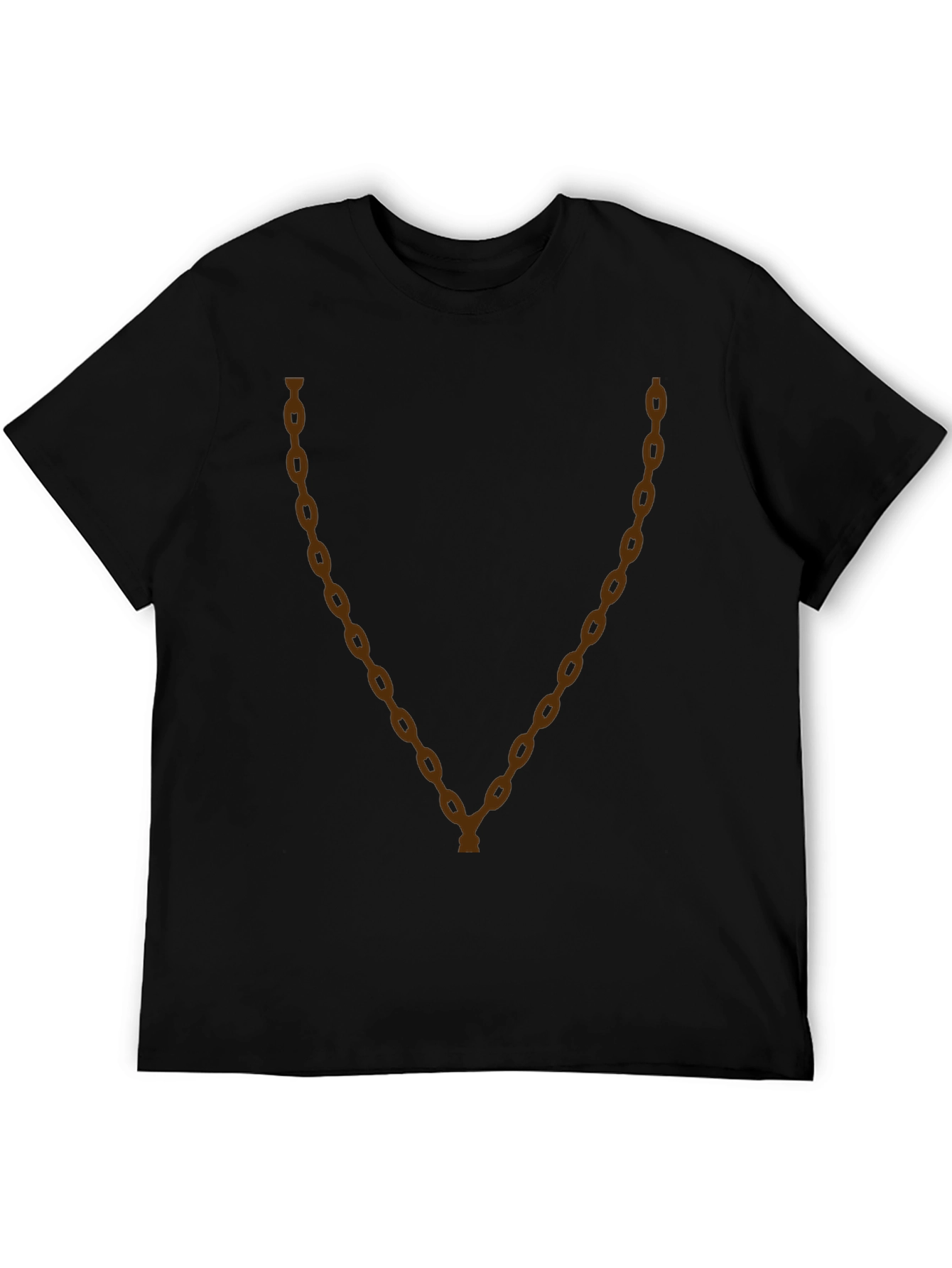 Mens Black T-Shirt with Chain Design