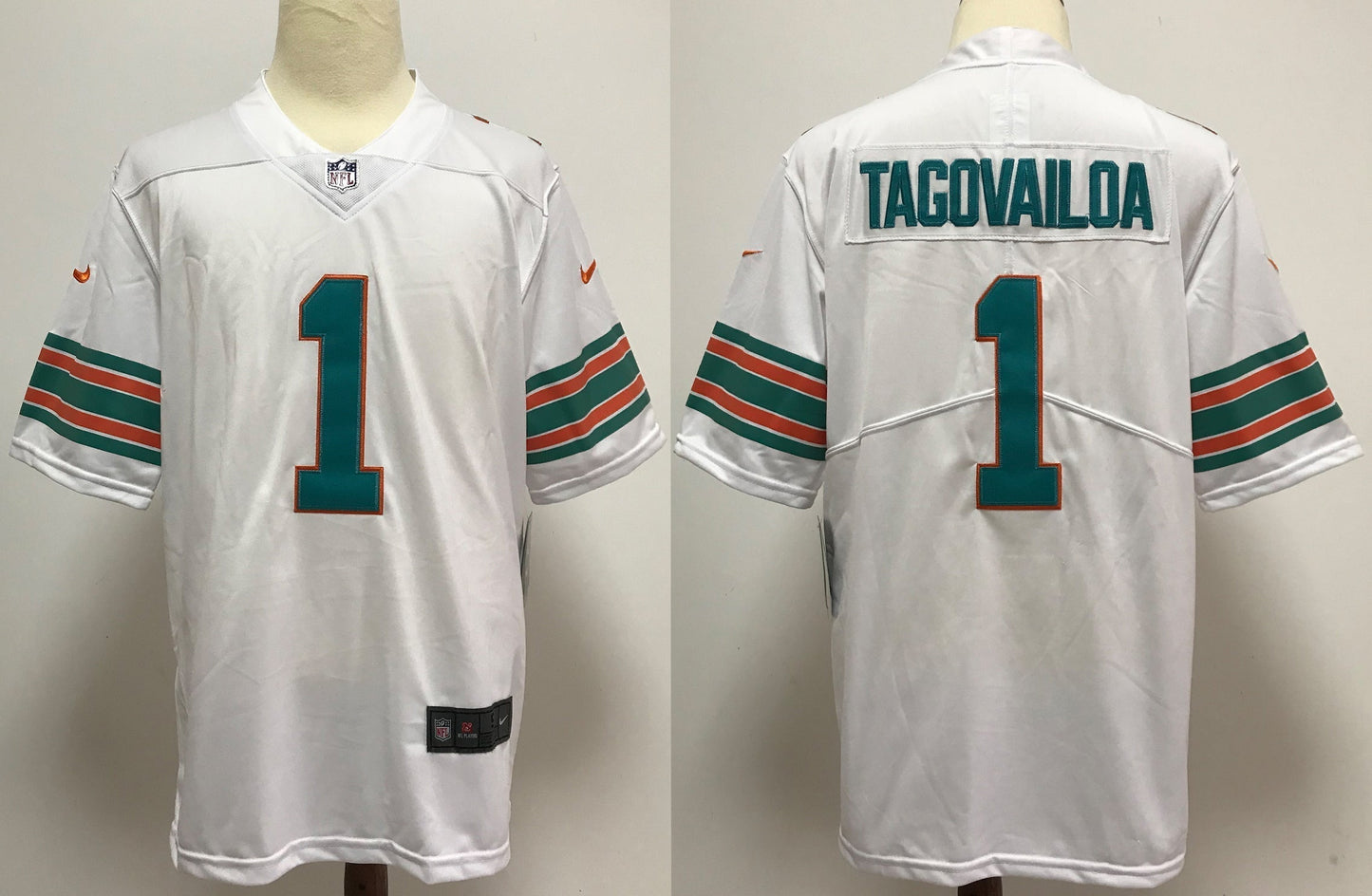 Men's Miami Dolphins Tua Tagovailoa #1 White Alternate Game Jerseys