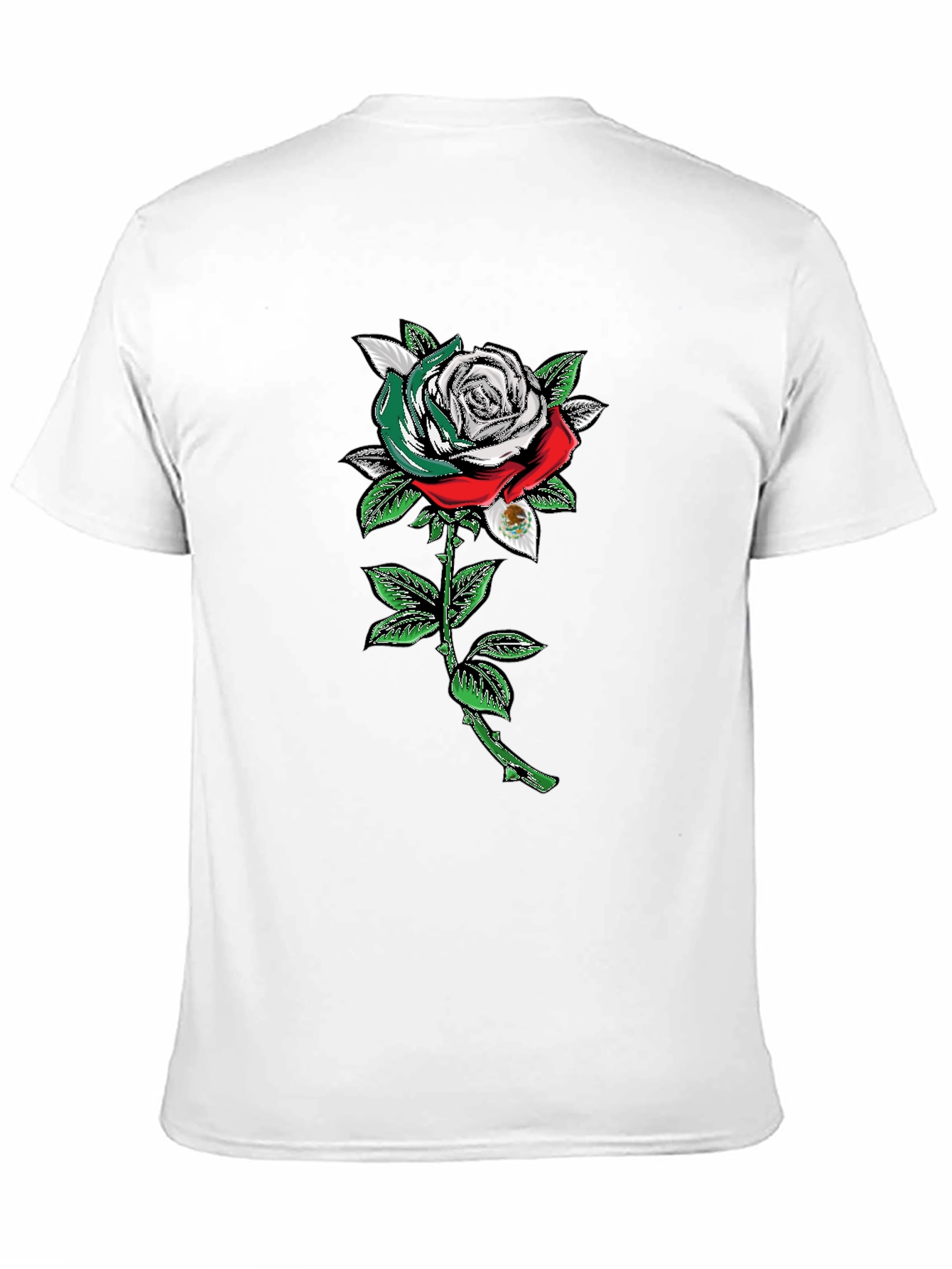 Mexican Flag Rose Graphic Tee - Black Cotton T-Shirt