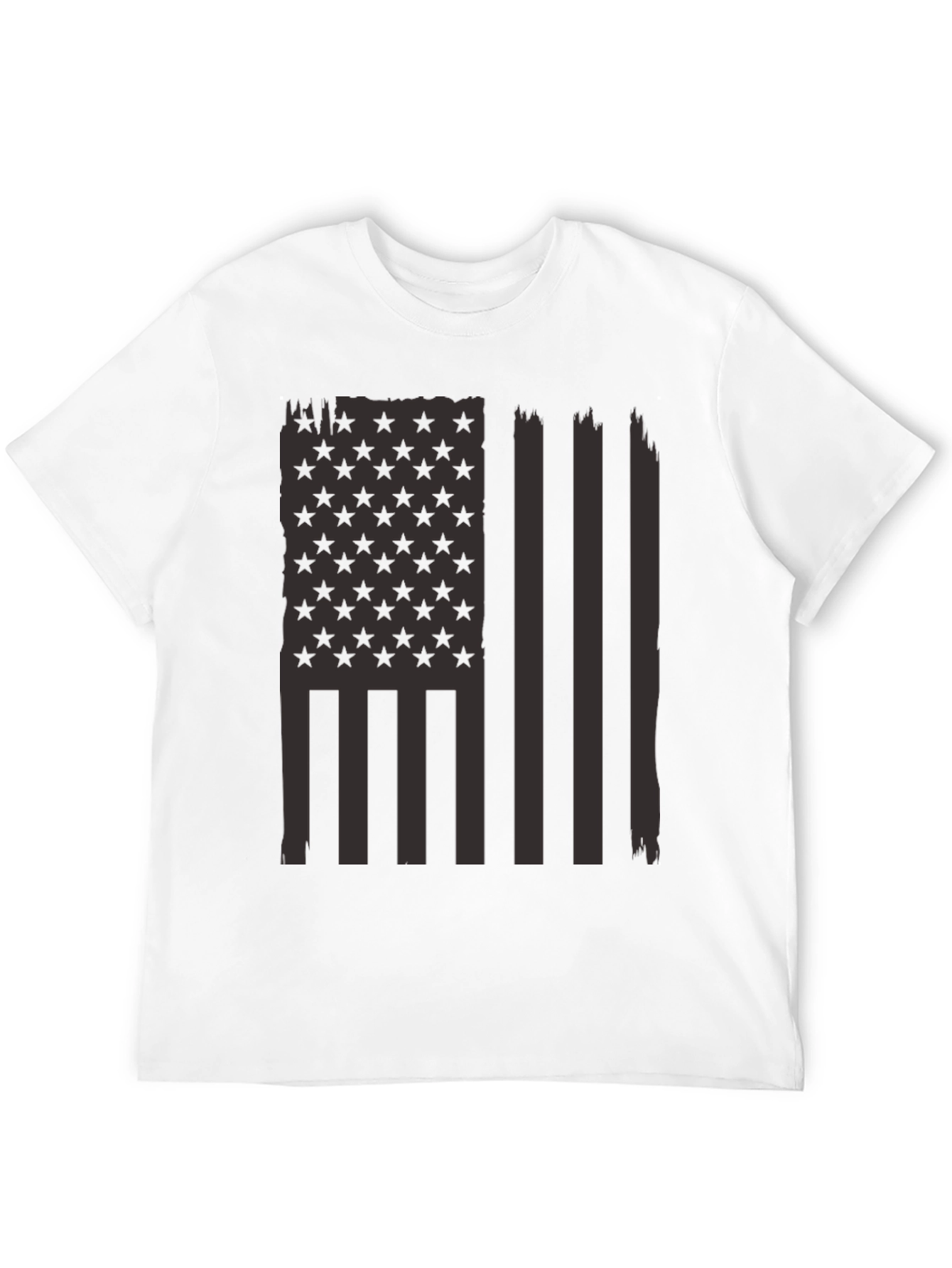 Distressed American Flag Graphic Tee - Black