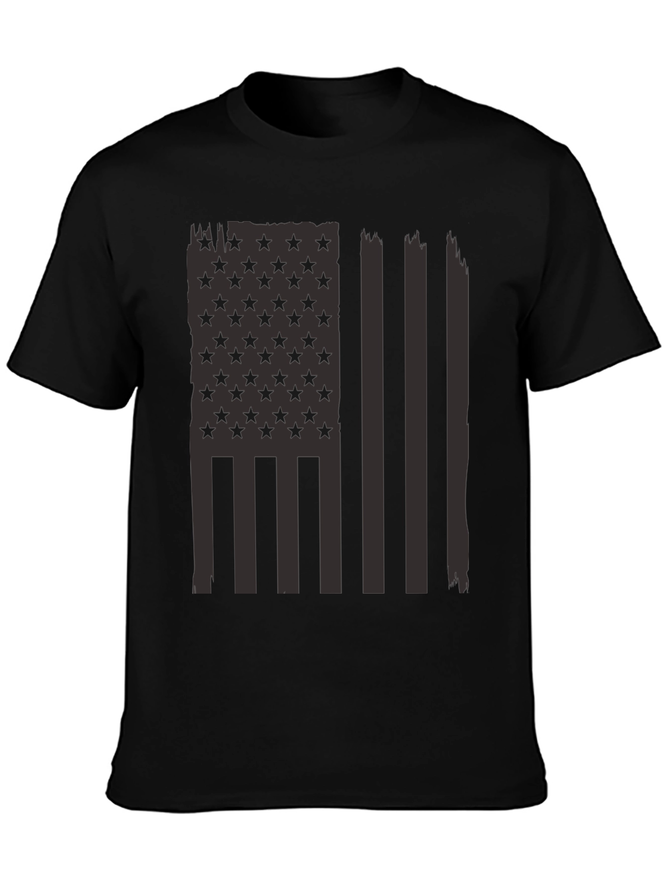 Distressed American Flag Graphic Tee - Black