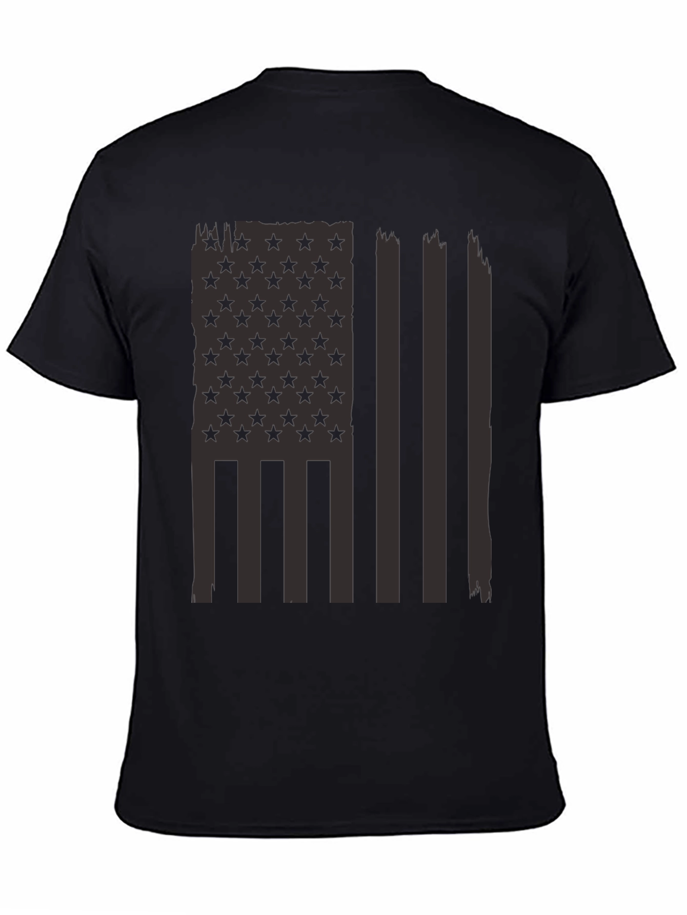 Distressed American Flag Graphic Tee - Black