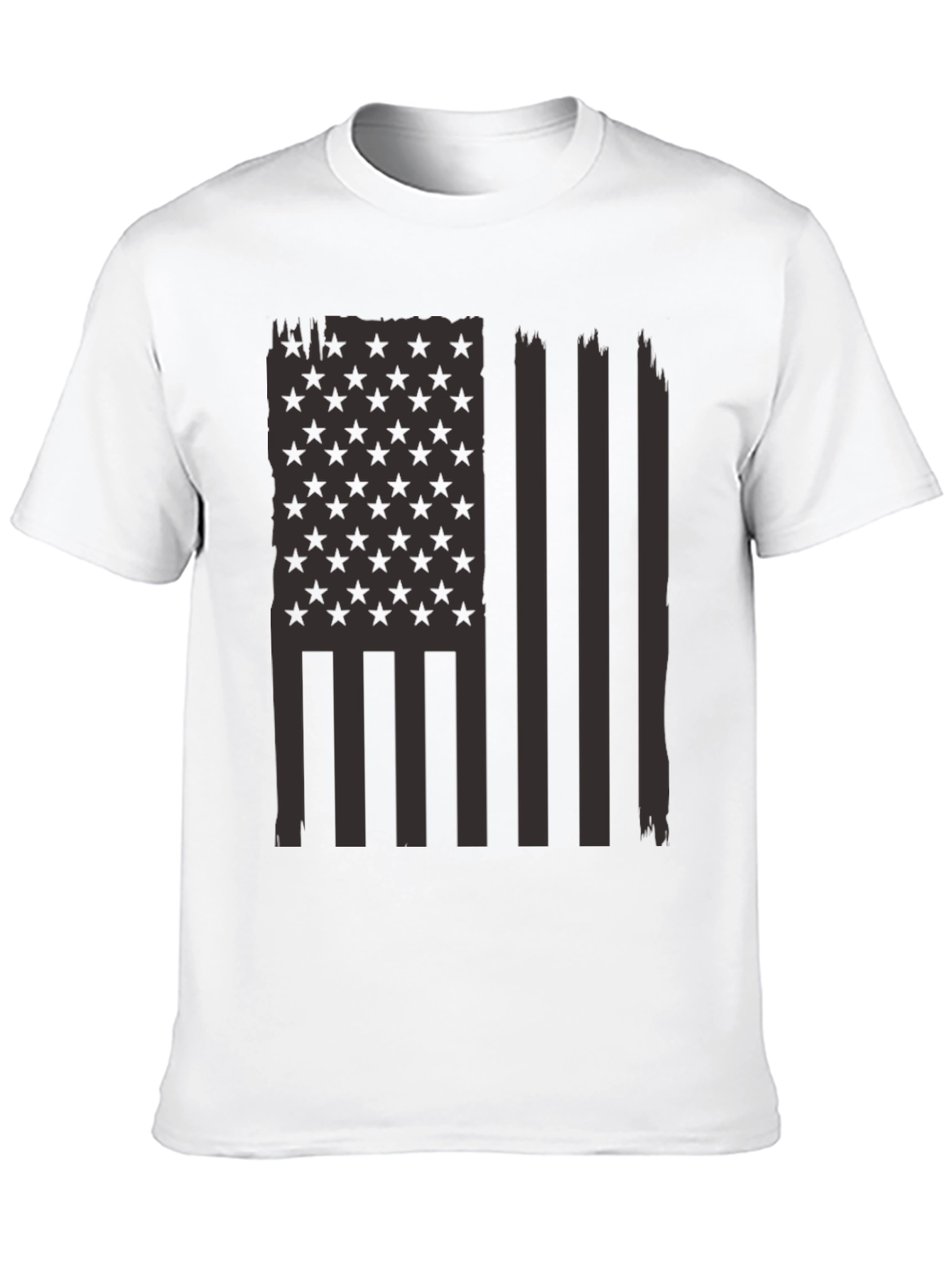 Distressed American Flag Graphic Tee - Black