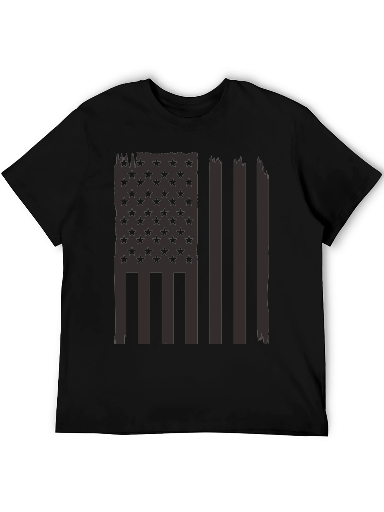 Distressed American Flag Graphic Tee - Black