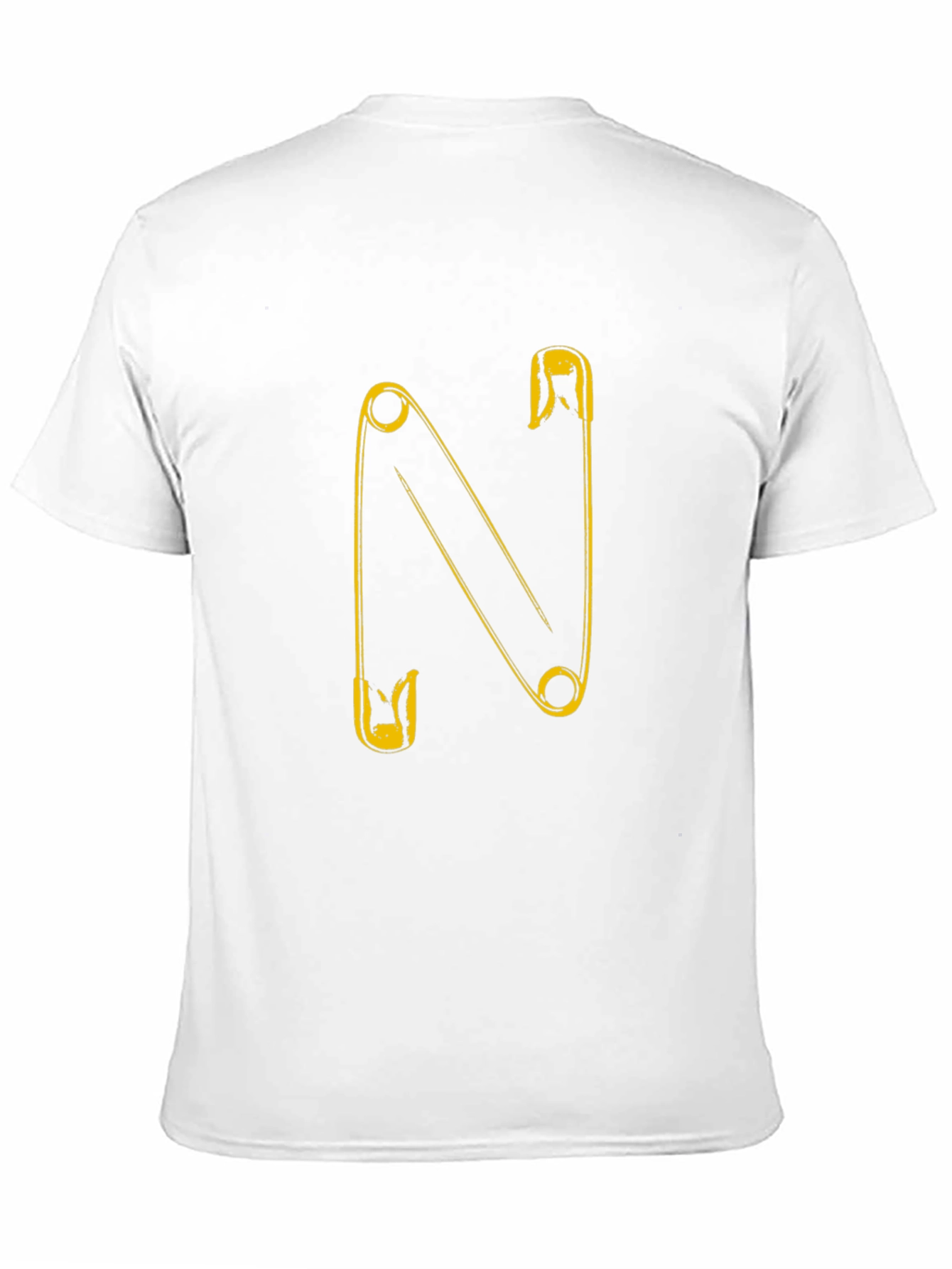 Safety Pin N Letter T-Shirt - Black