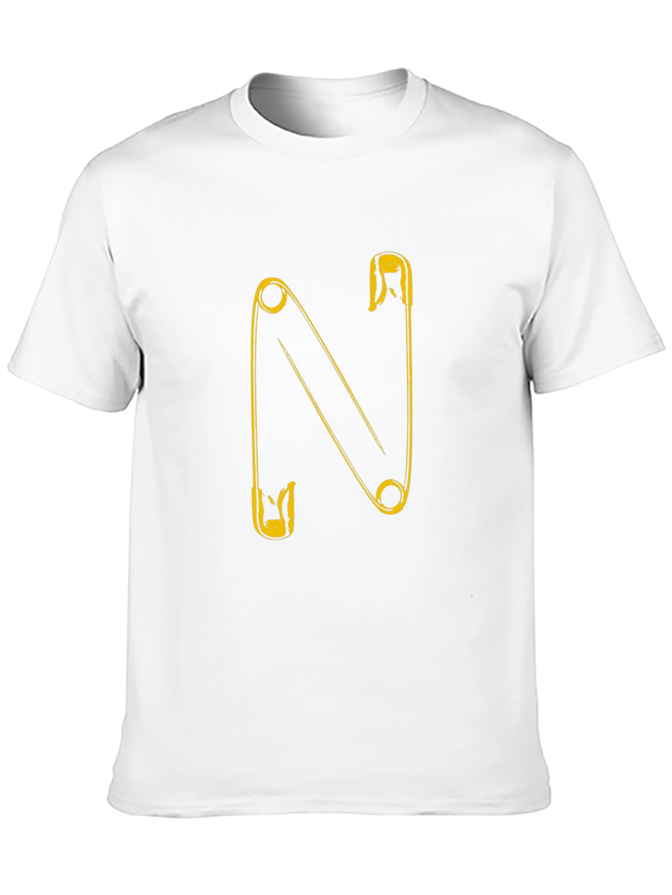 Safety Pin N Letter T-Shirt - Black