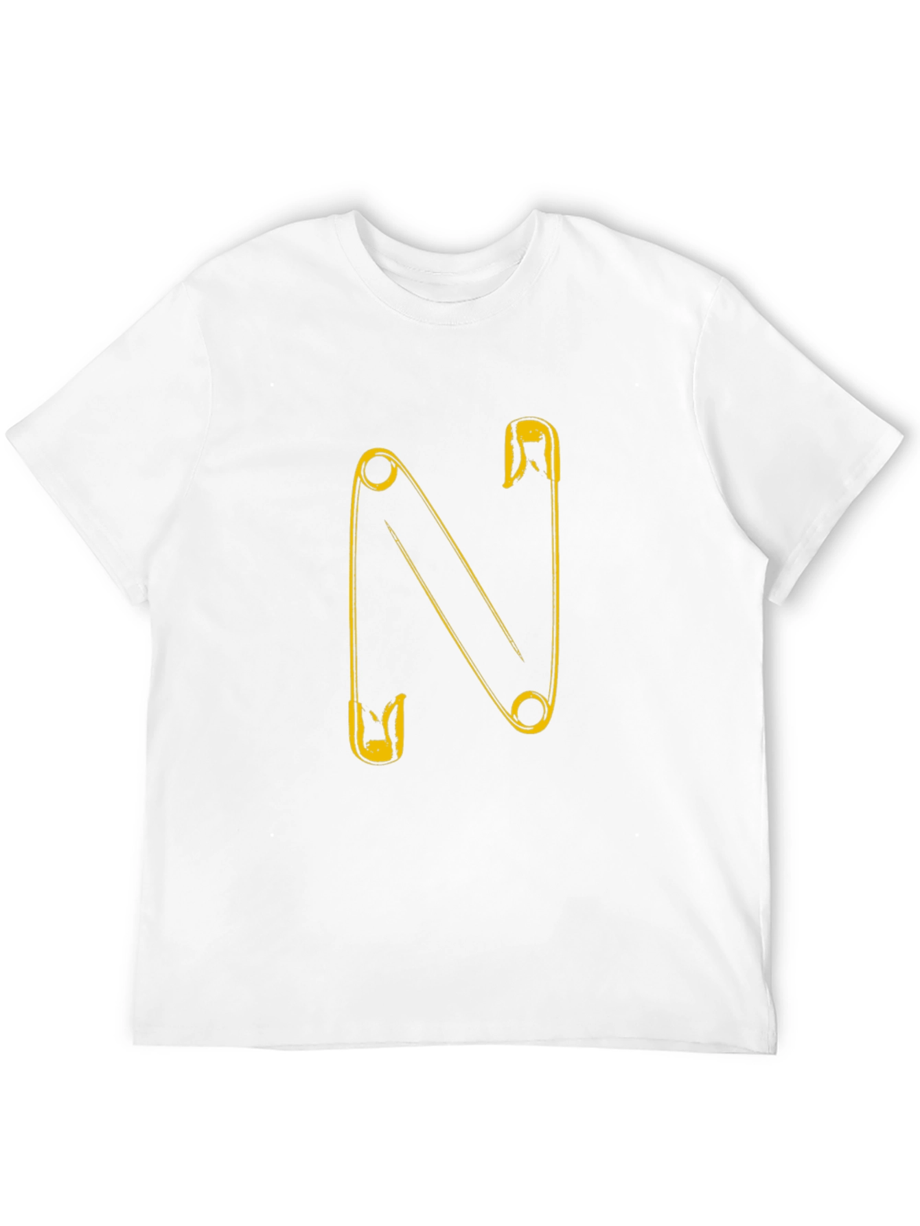 Safety Pin N Letter T-Shirt - Black