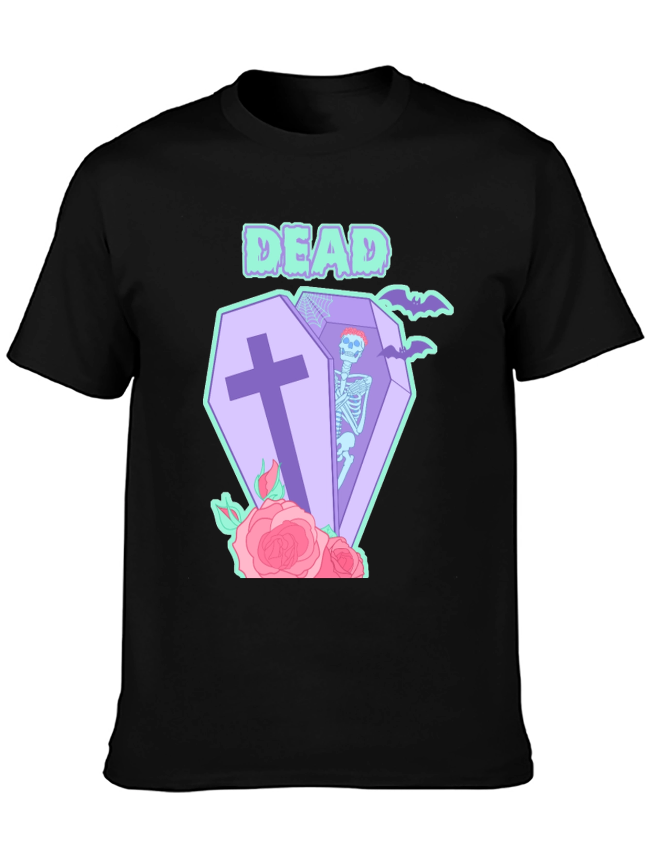 Black T-Shirt with Dead Coffin Design