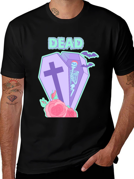 Black T-Shirt with Dead Coffin Design