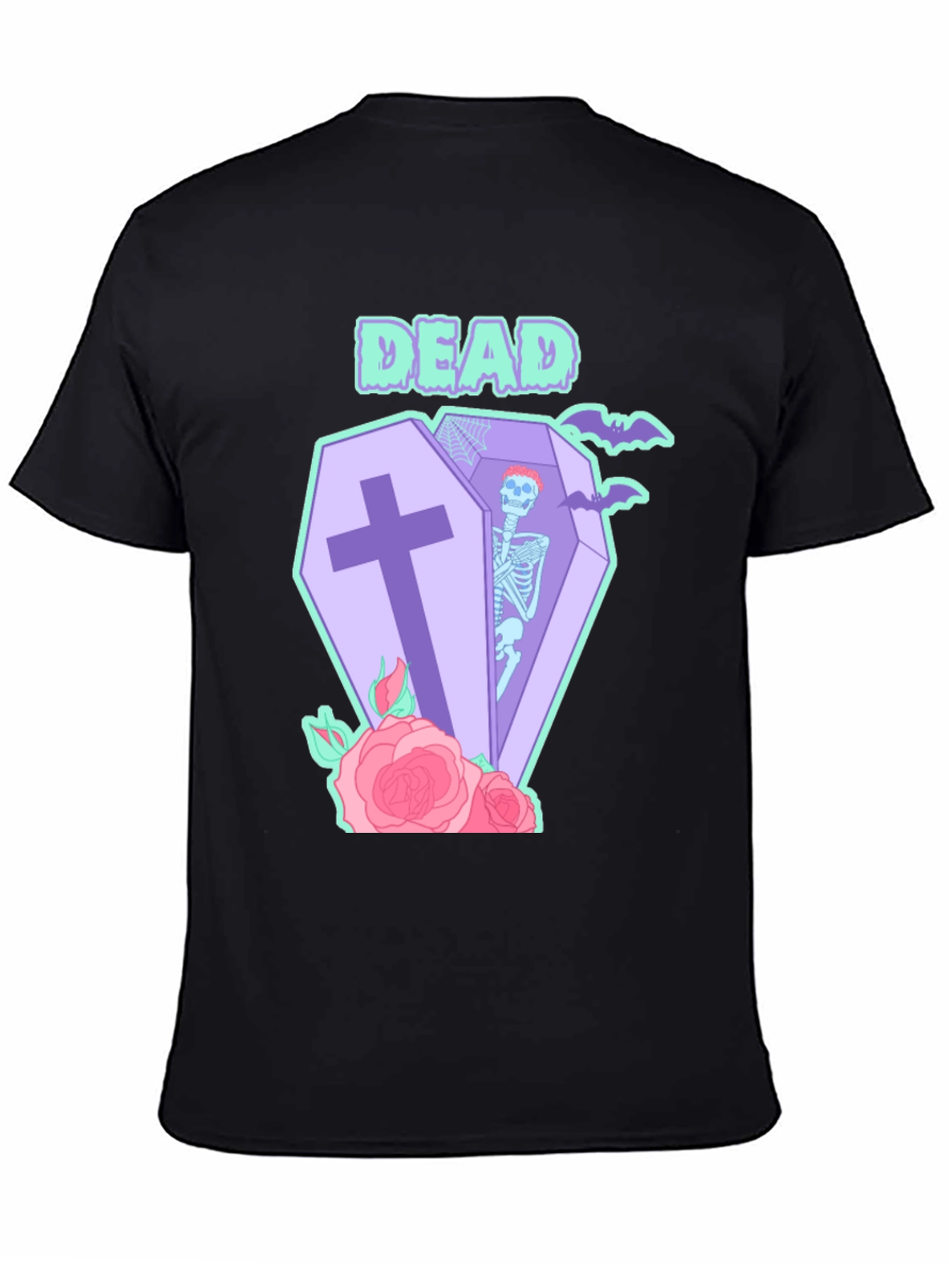 Black T-Shirt with Dead Coffin Design