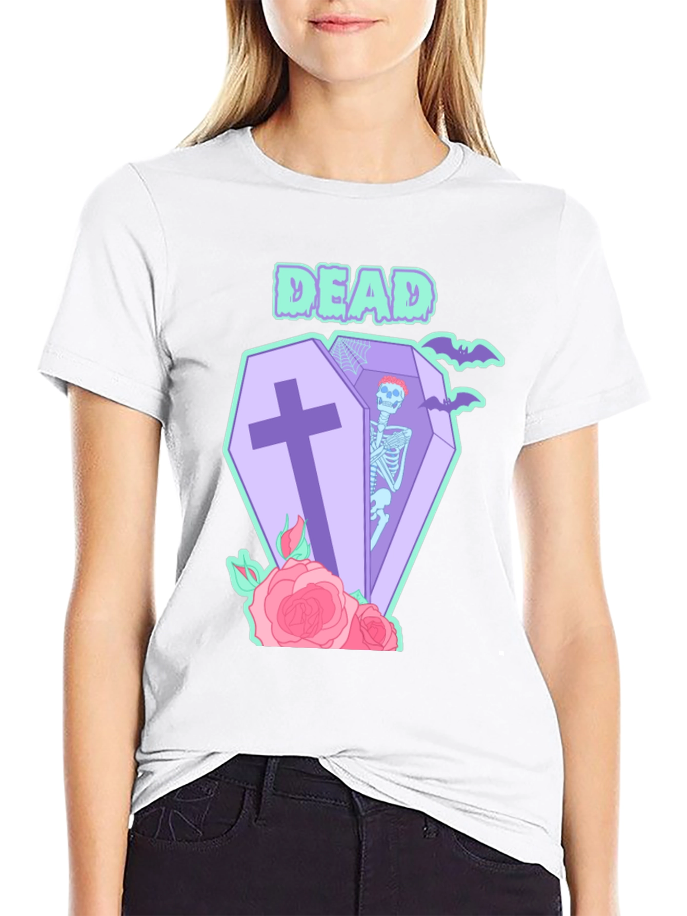 Black T-Shirt with Dead Coffin Design