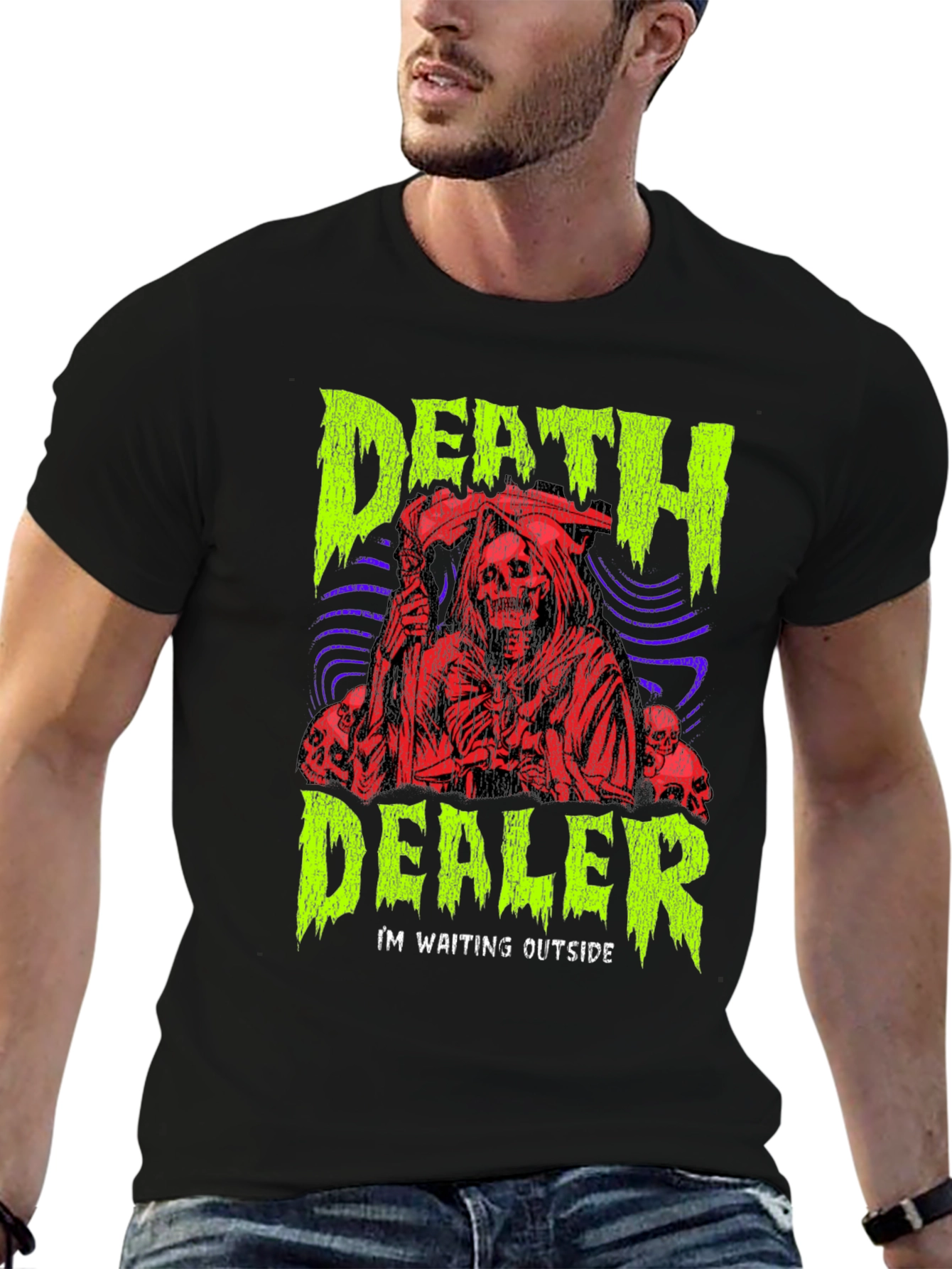 Death Dealer Graphic Print Tee - Grim Reaper Style