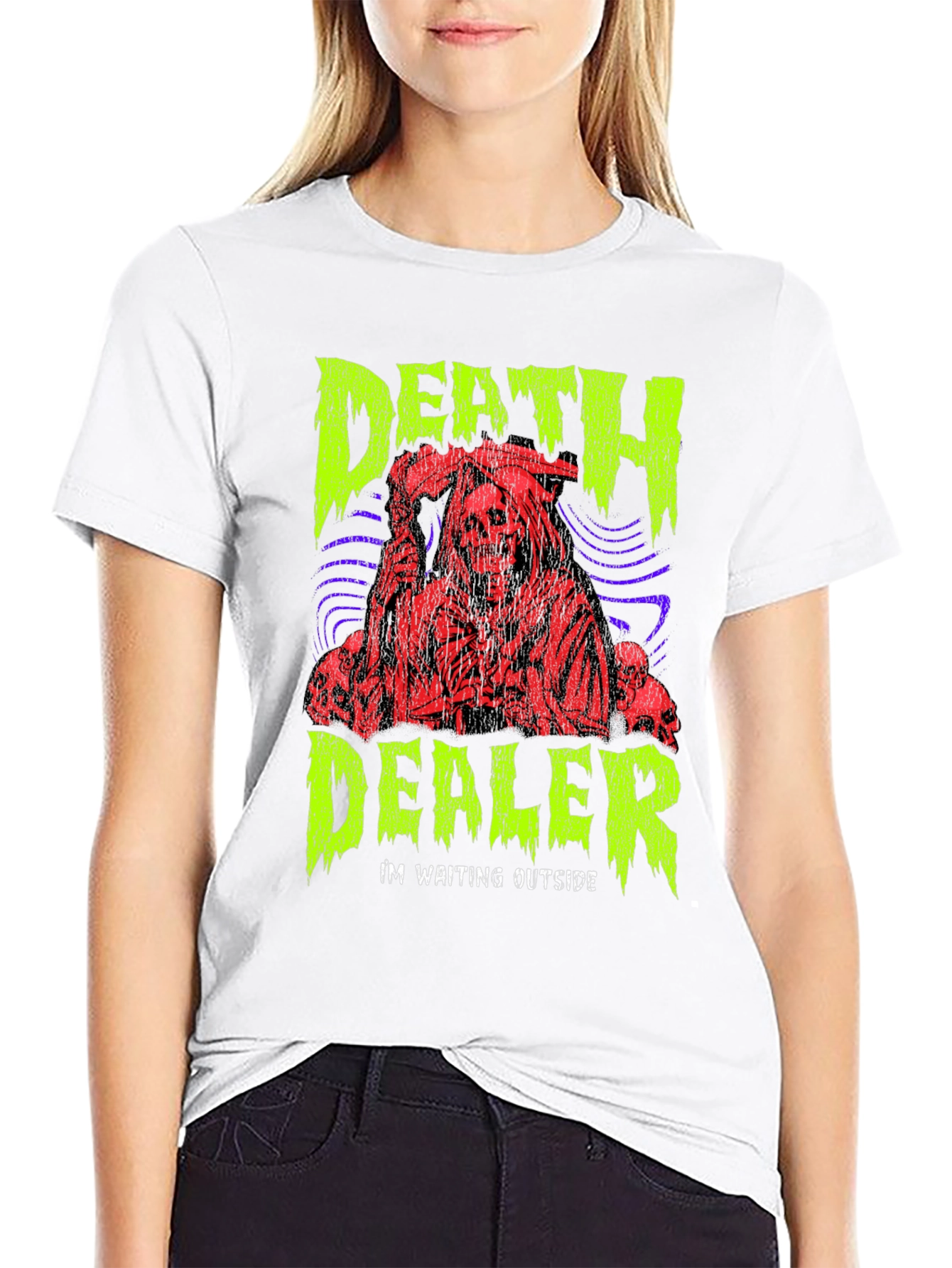 Death Dealer Graphic Print Tee - Grim Reaper Style