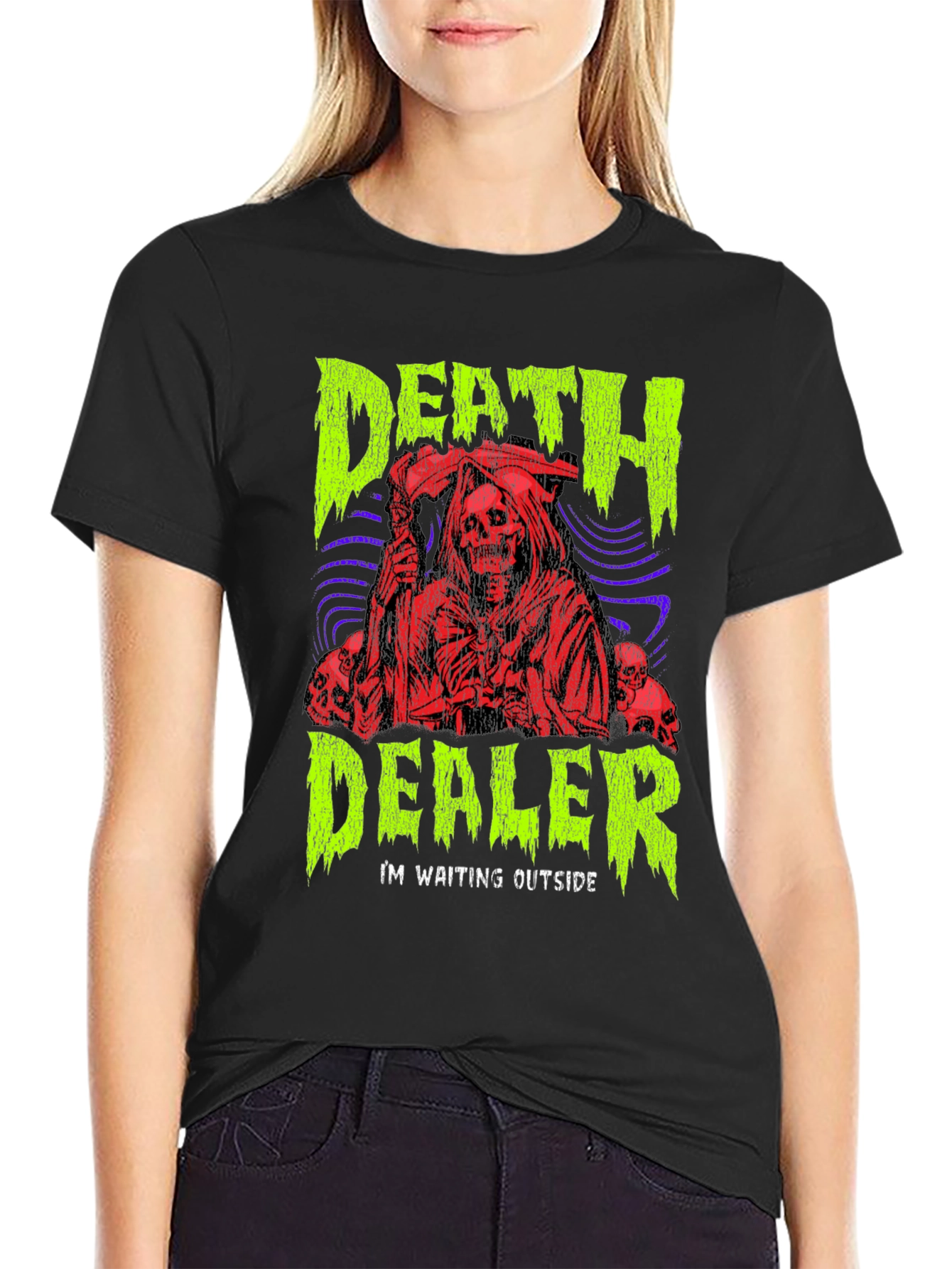 Death Dealer Graphic Print Tee - Grim Reaper Style