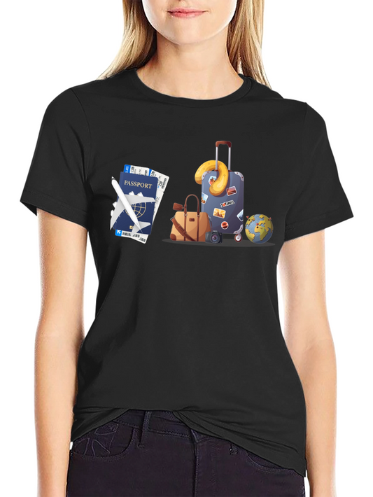 Travelers Dream T-Shirt - Passport Suitcase Globe Design