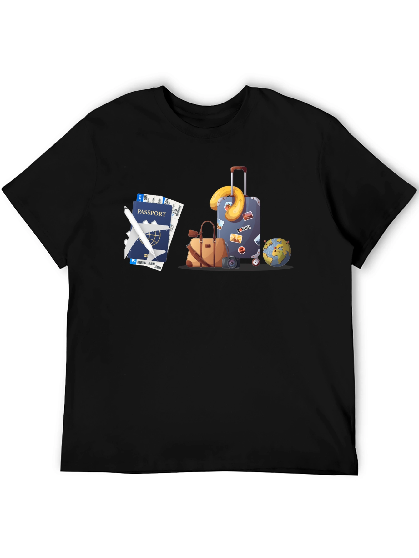 Travelers Dream T-Shirt - Passport Suitcase Globe Design