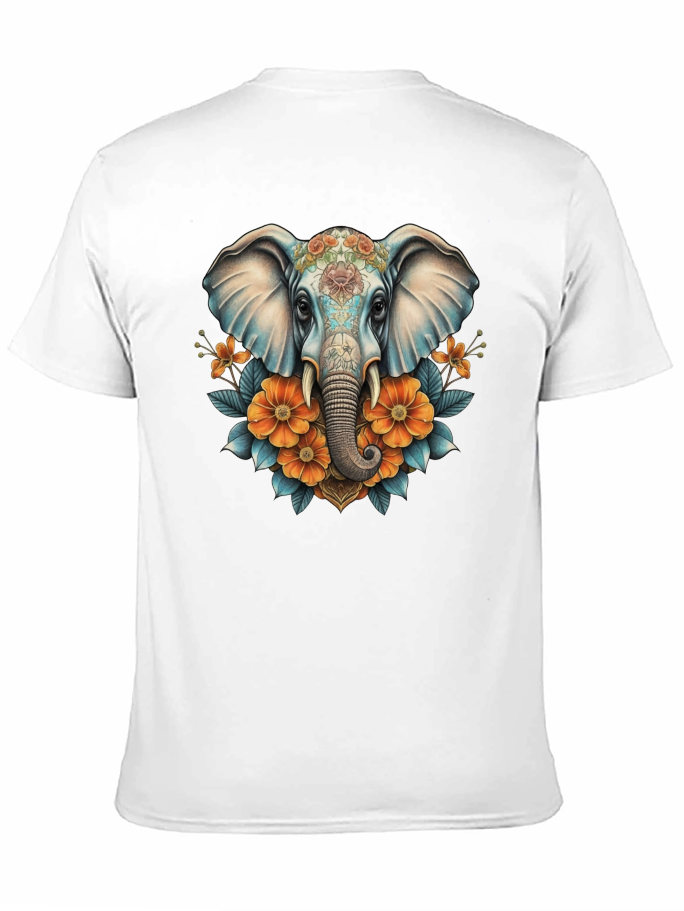 Elephant Floral T-Shirt - Artistic Design