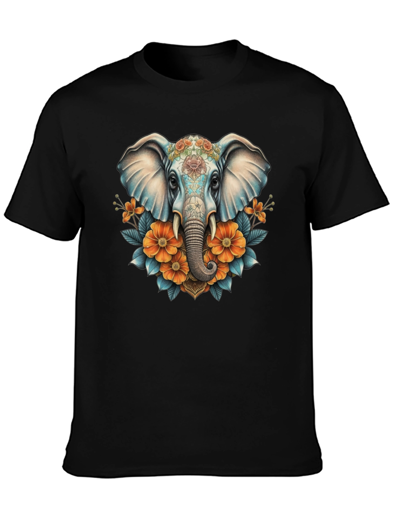 Elephant Floral T-Shirt - Artistic Design