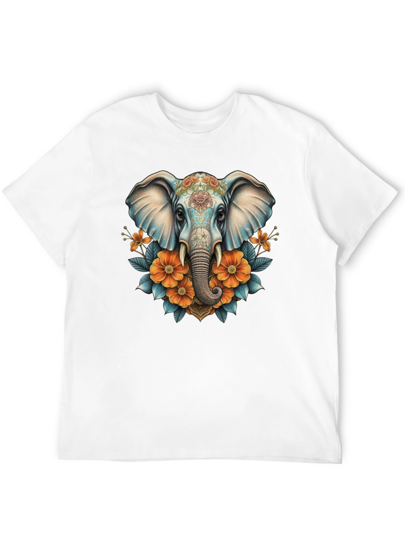 Elephant Floral T-Shirt - Artistic Design