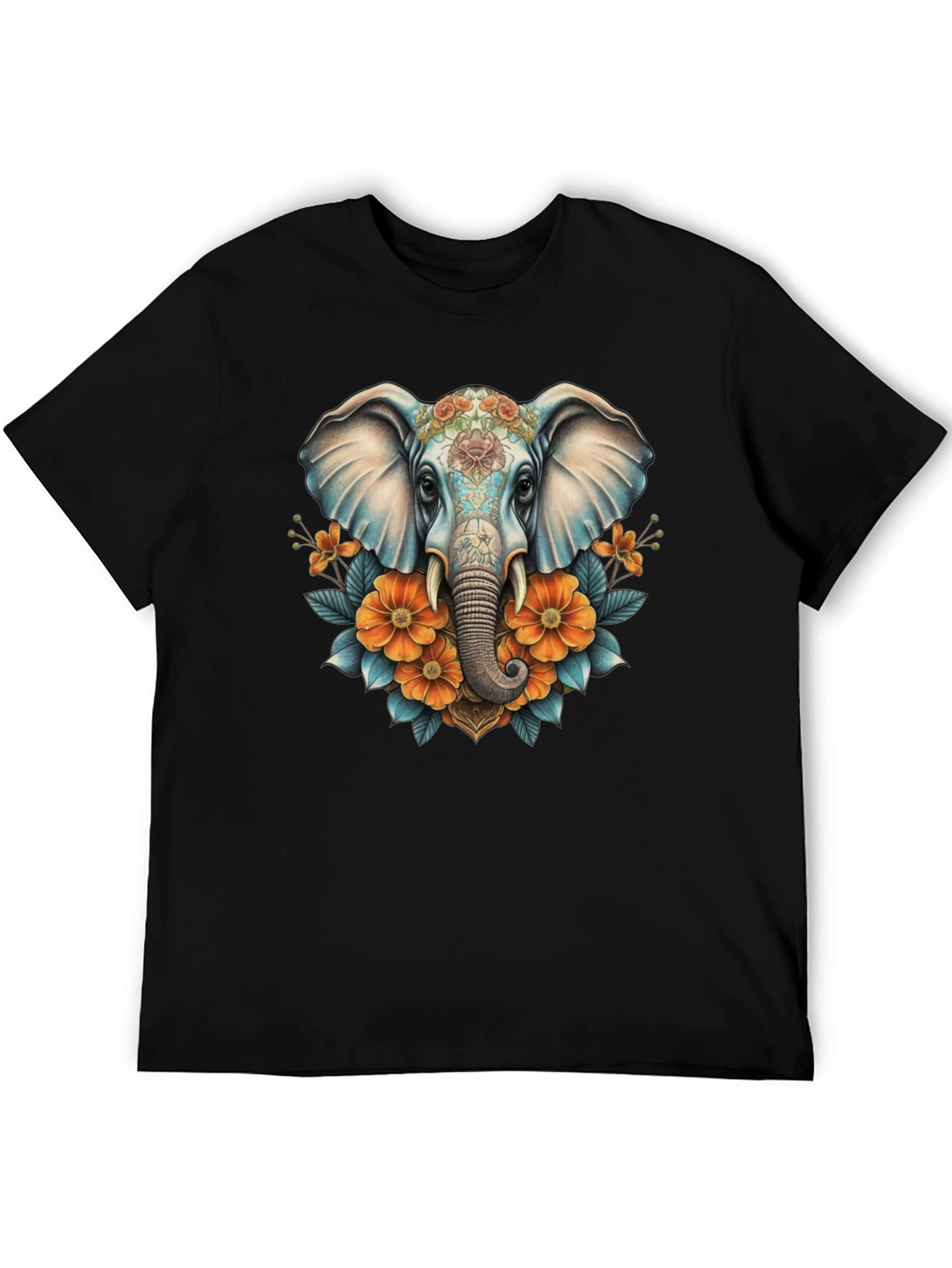 Elephant Floral T-Shirt - Artistic Design