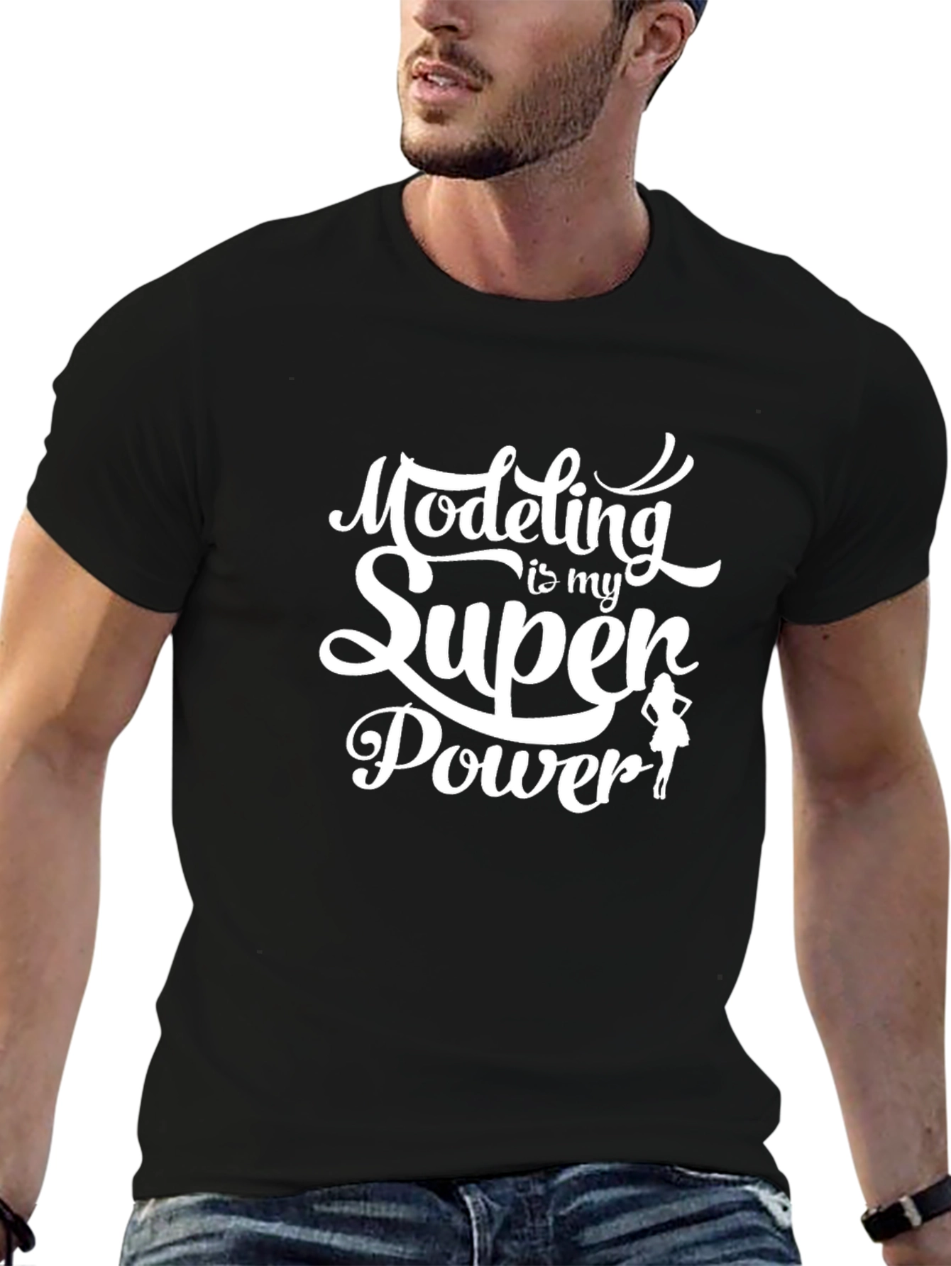 Modeling Is My Superpower Black Graphic Tee