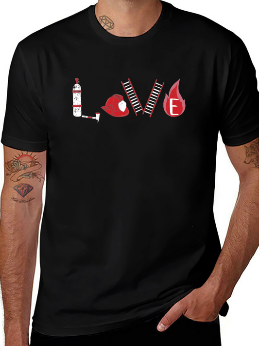 Firefighter LOVE Graphic T-Shirt - Black