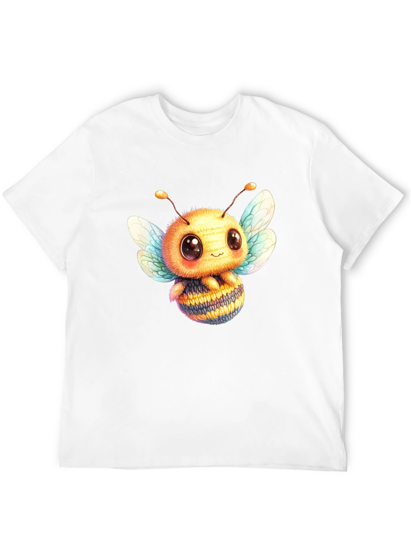 Cute Bee Graphic Tee - Black Cotton Blend