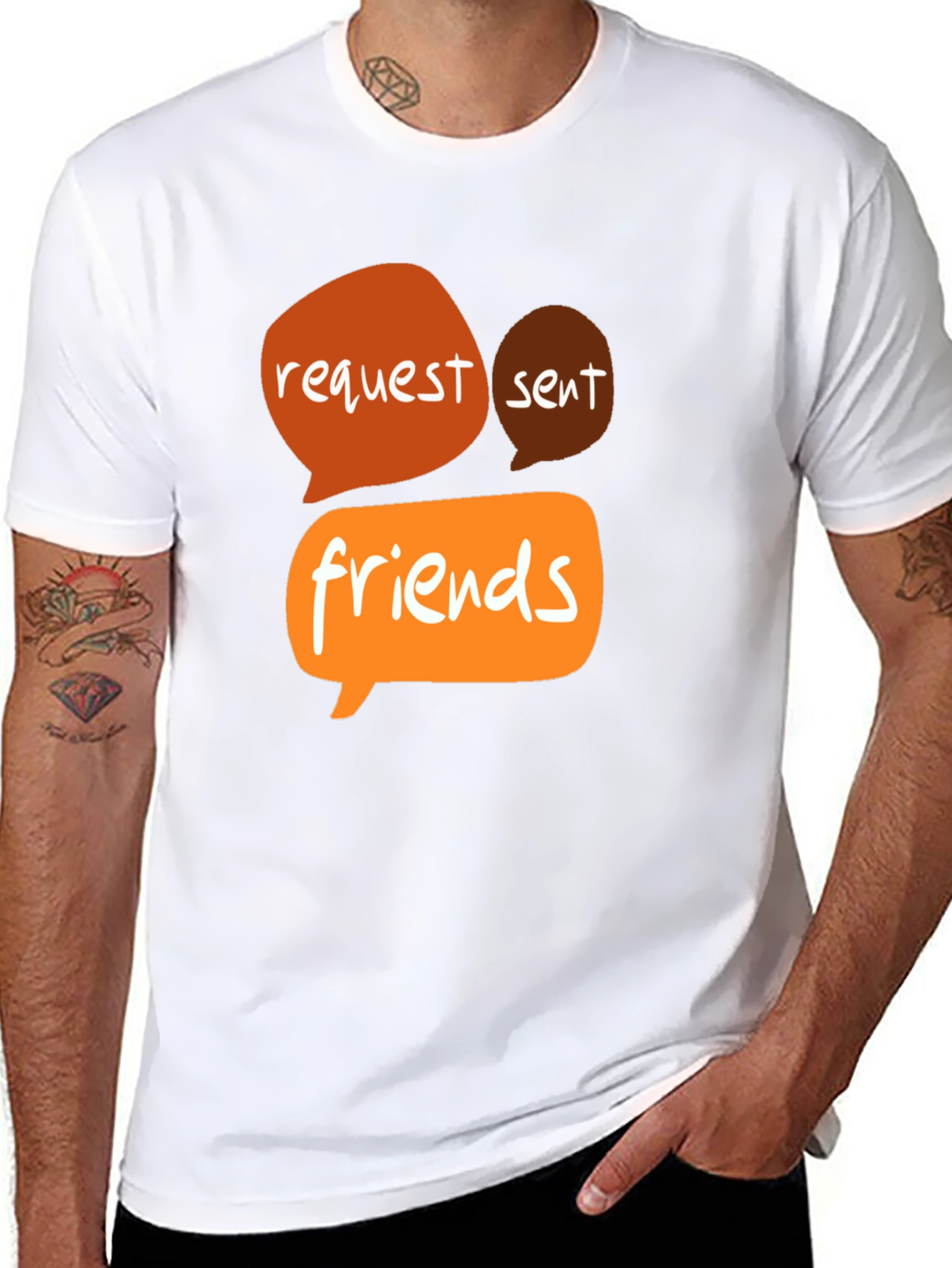 Request Sent Friends Graphic Tee - Black