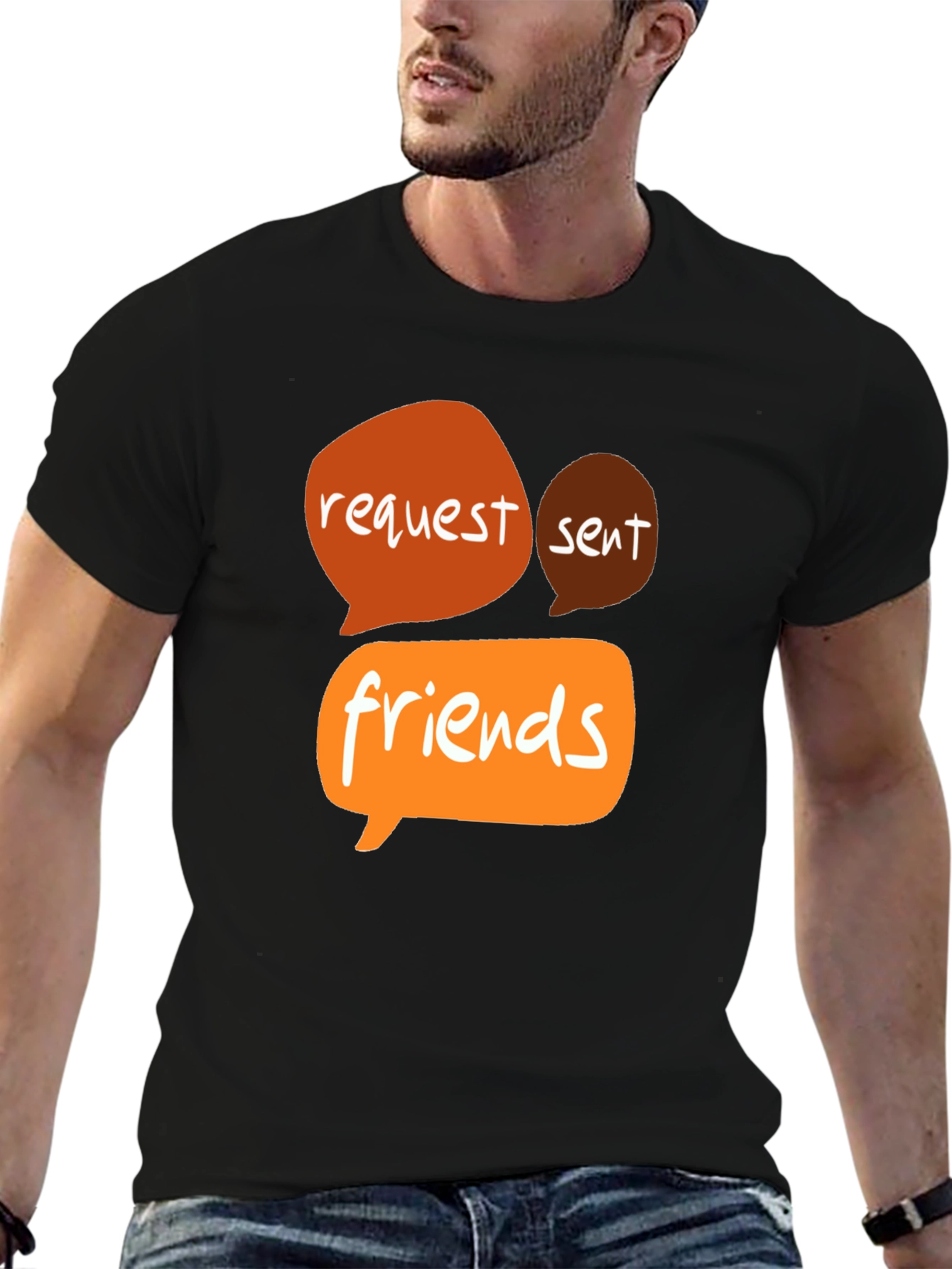 Request Sent Friends Graphic Tee - Black