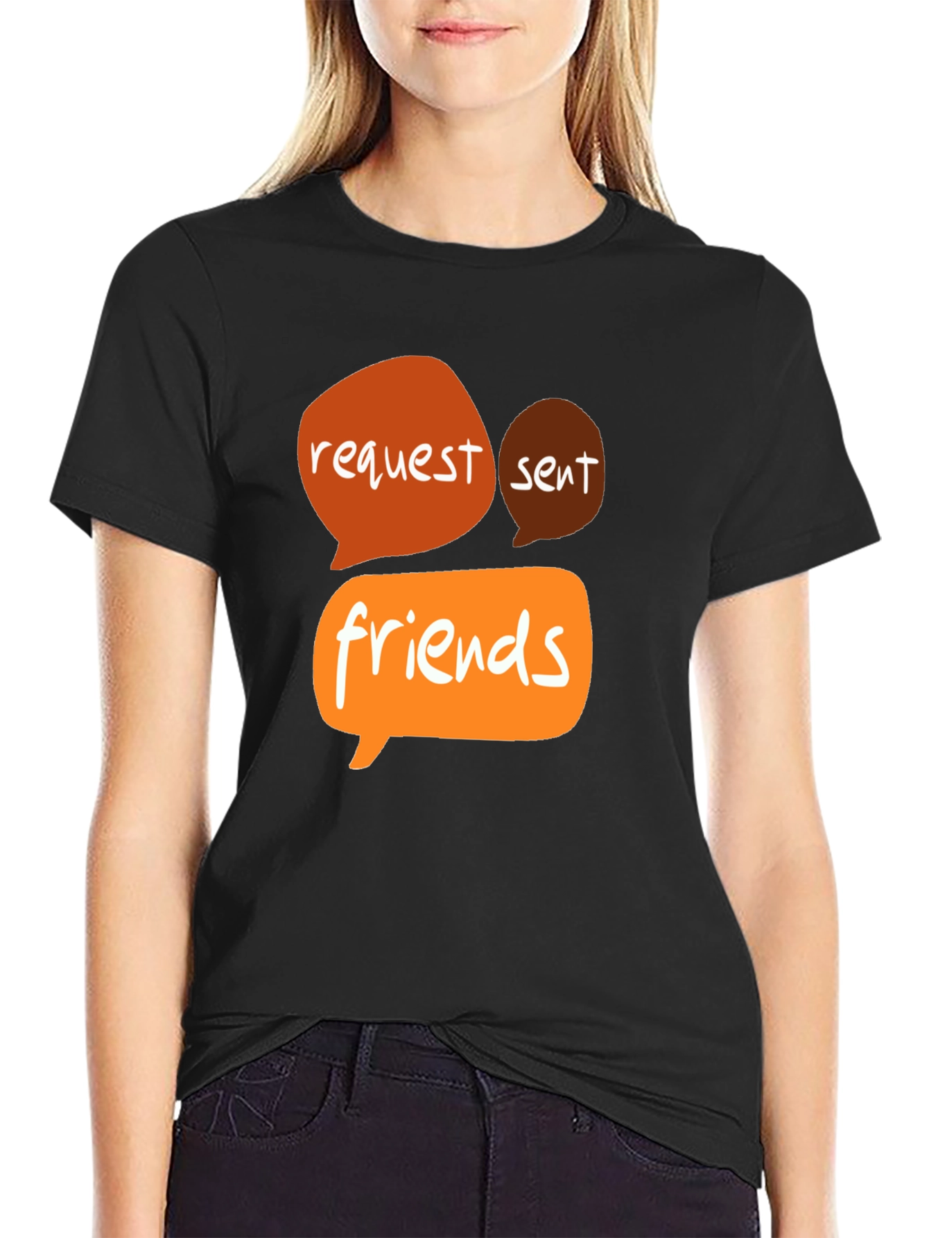 Request Sent Friends Graphic Tee - Black