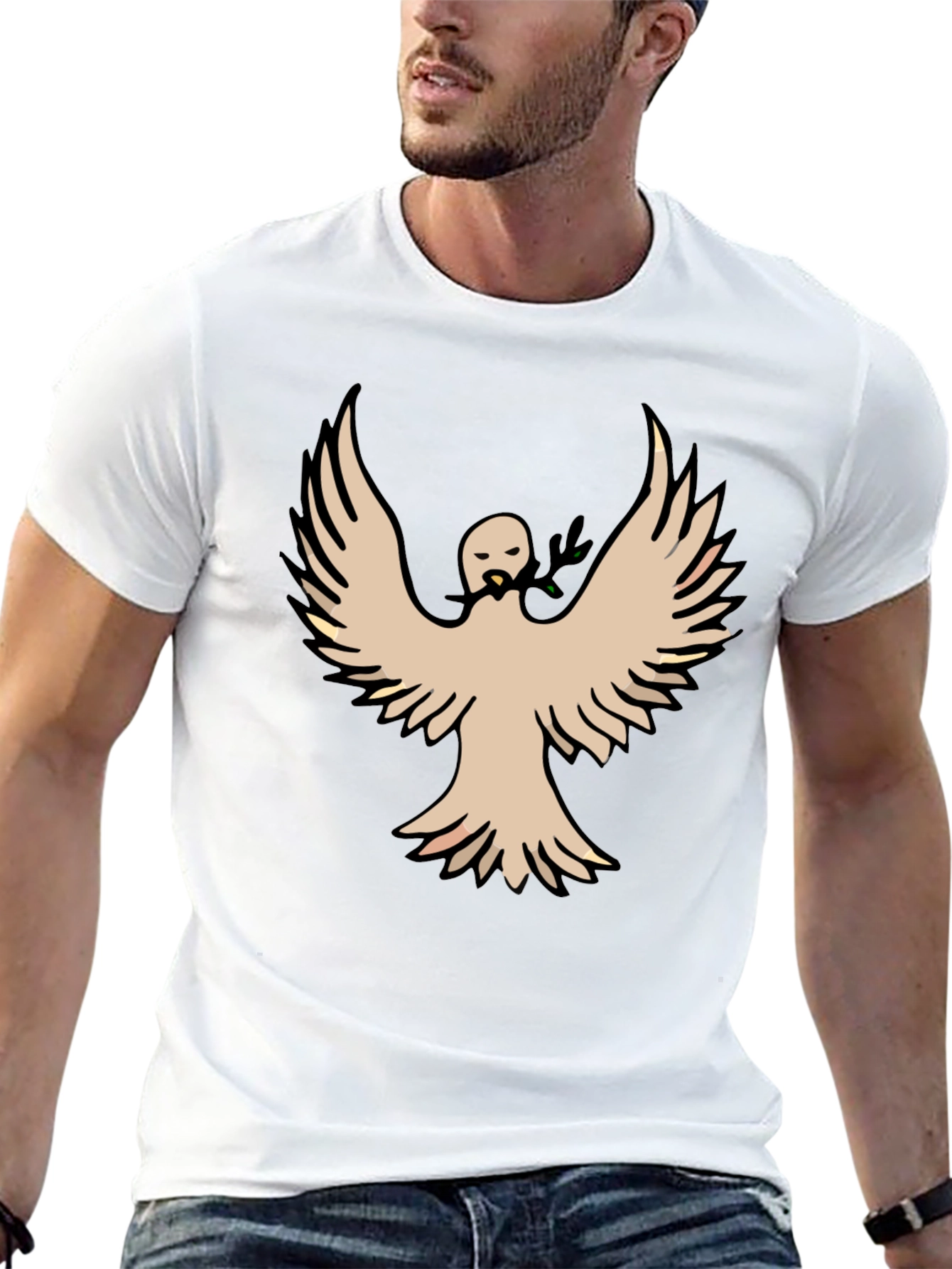 Peace Dove Graphic Tee - Black Cotton Blend