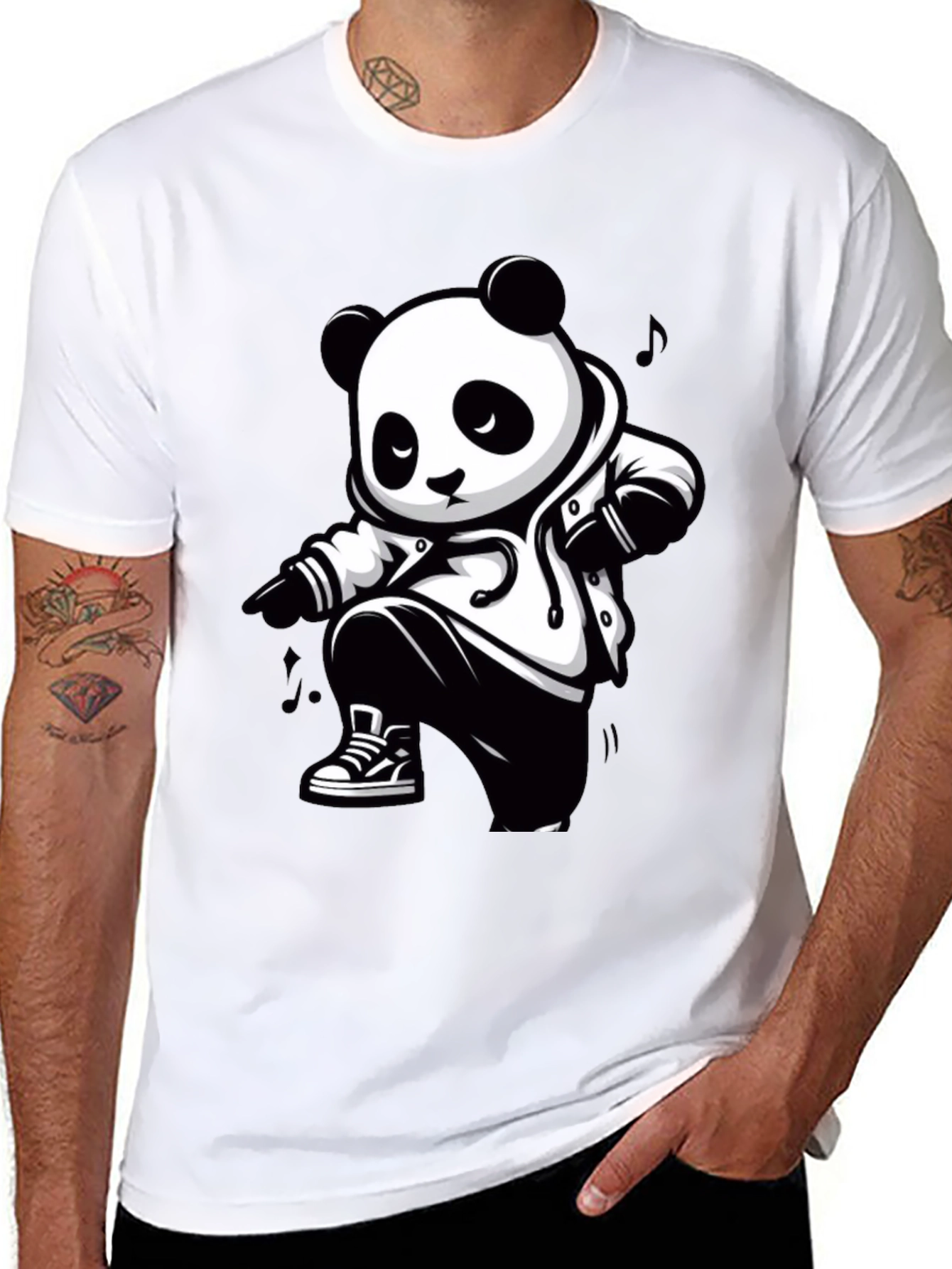 Cool Panda Graphic Tee - Black