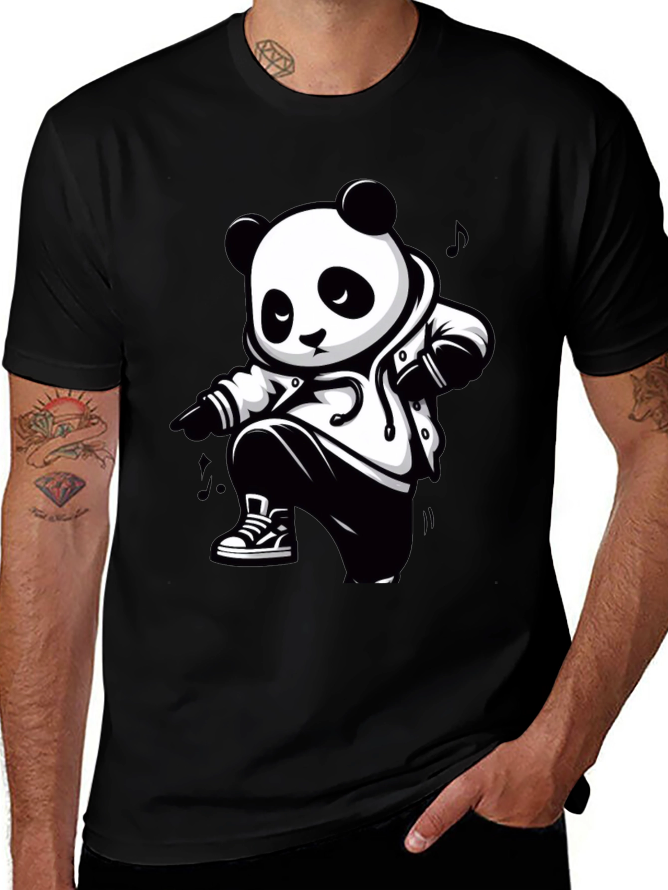 Cool Panda Graphic Tee - Black