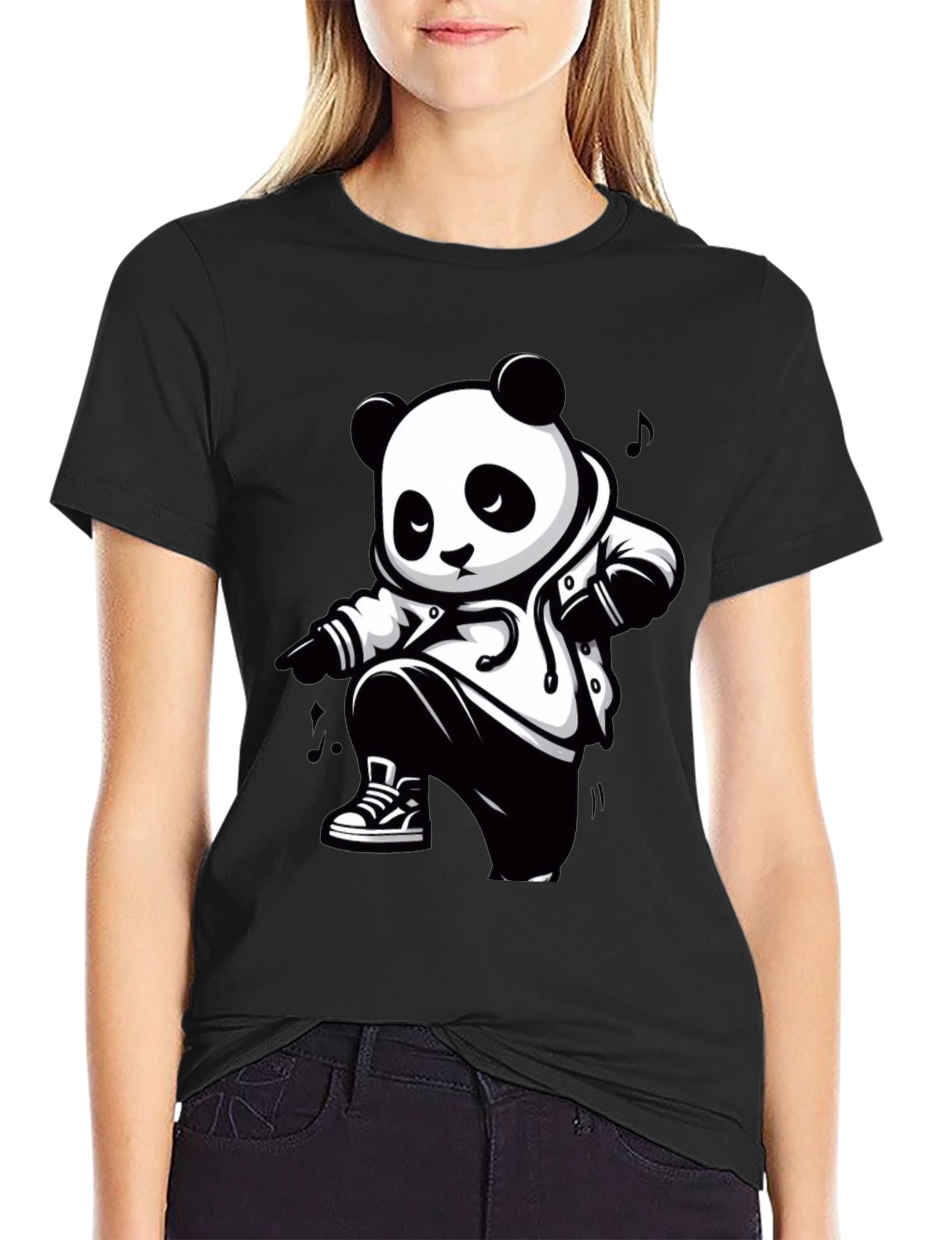 Cool Panda Graphic Tee - Black
