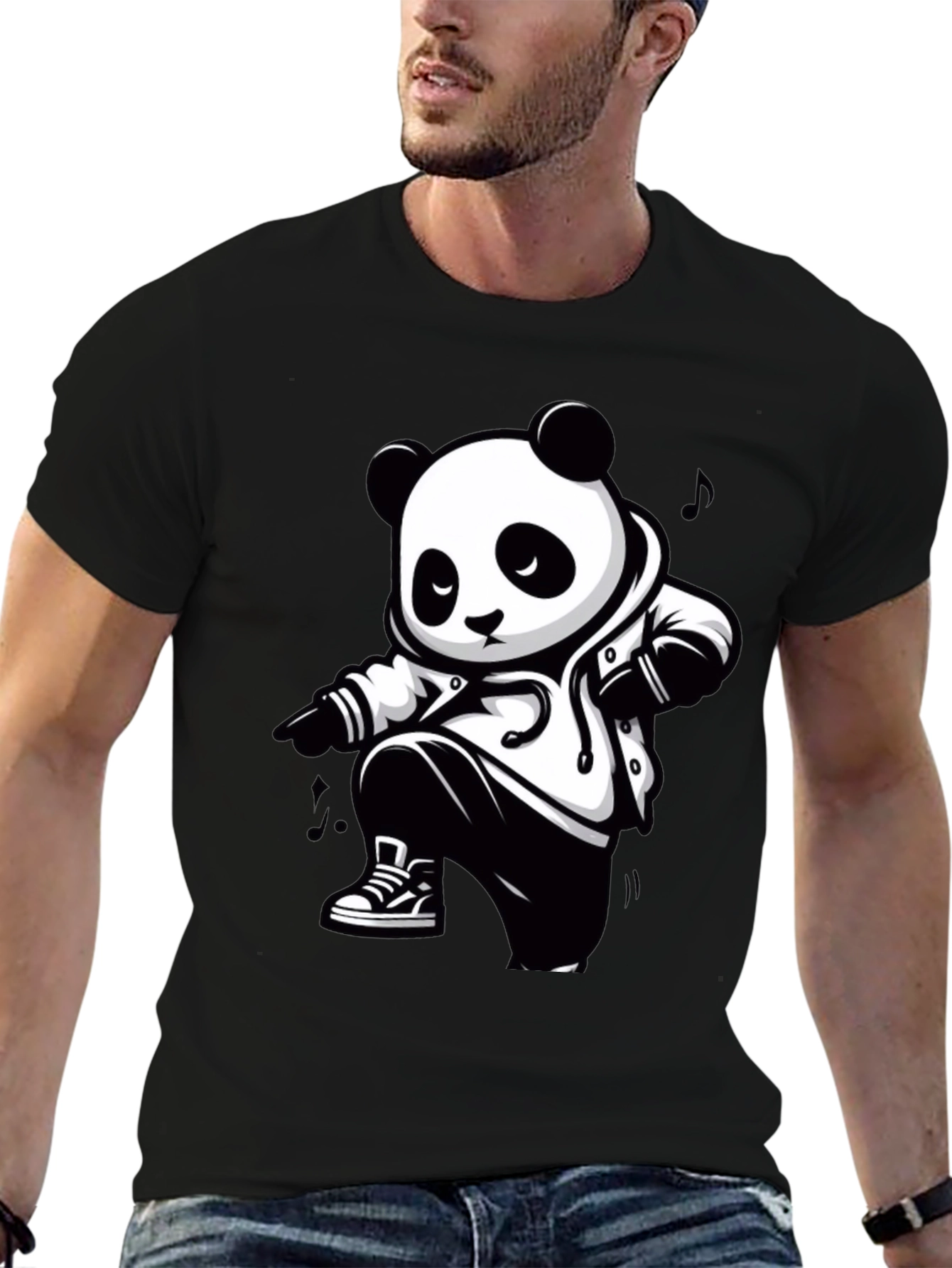 Cool Panda Graphic Tee - Black