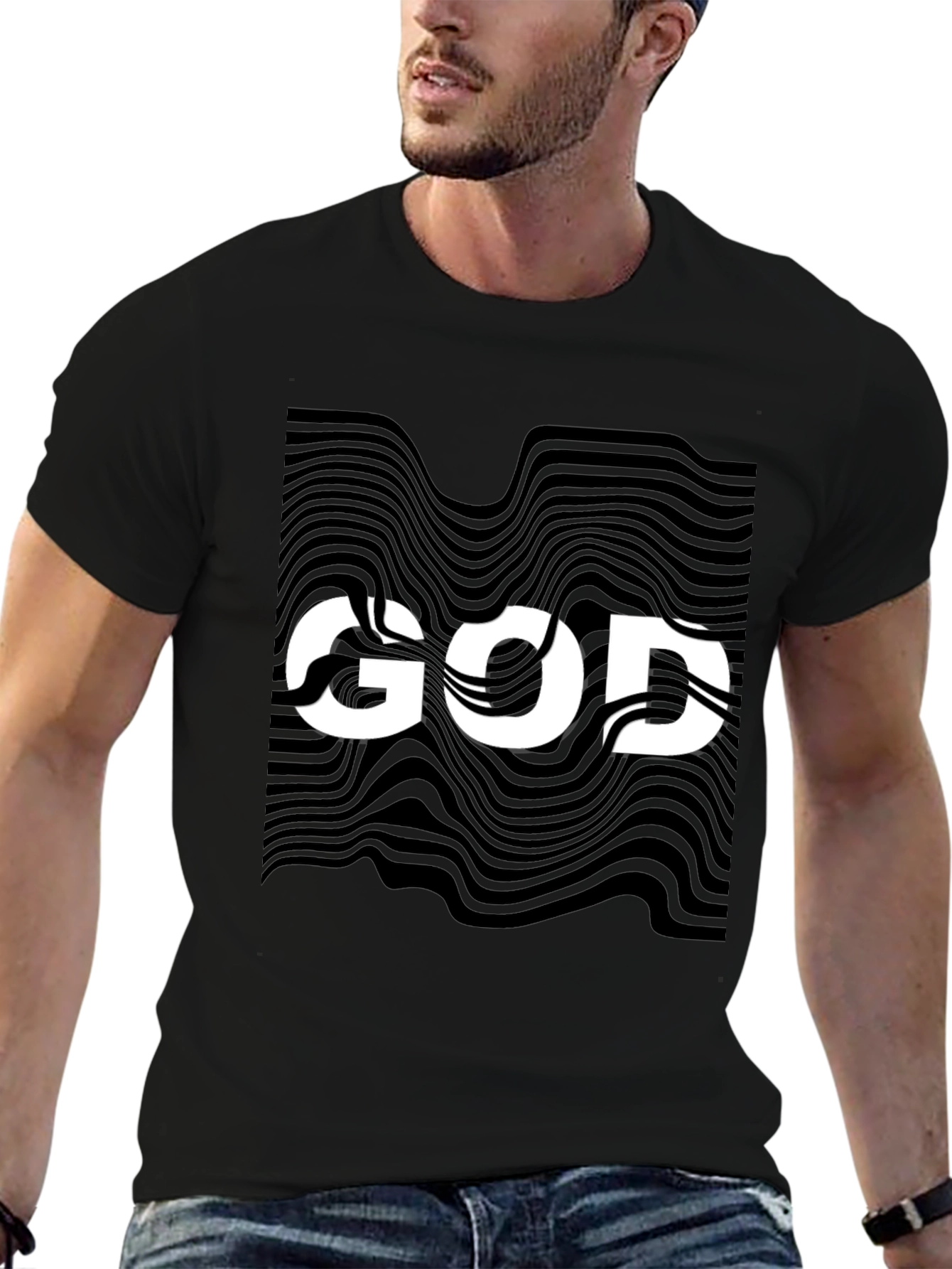 Abstract God Graphic Black T-Shirt