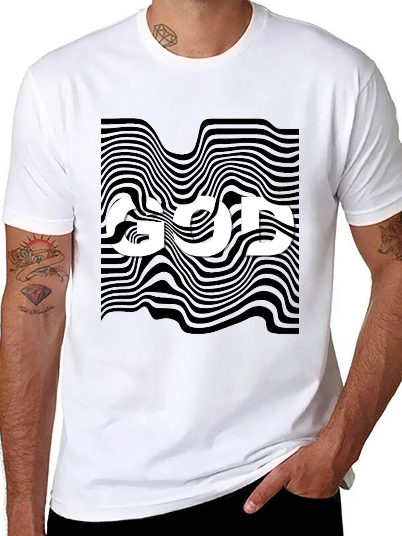 Abstract God Graphic Black T-Shirt
