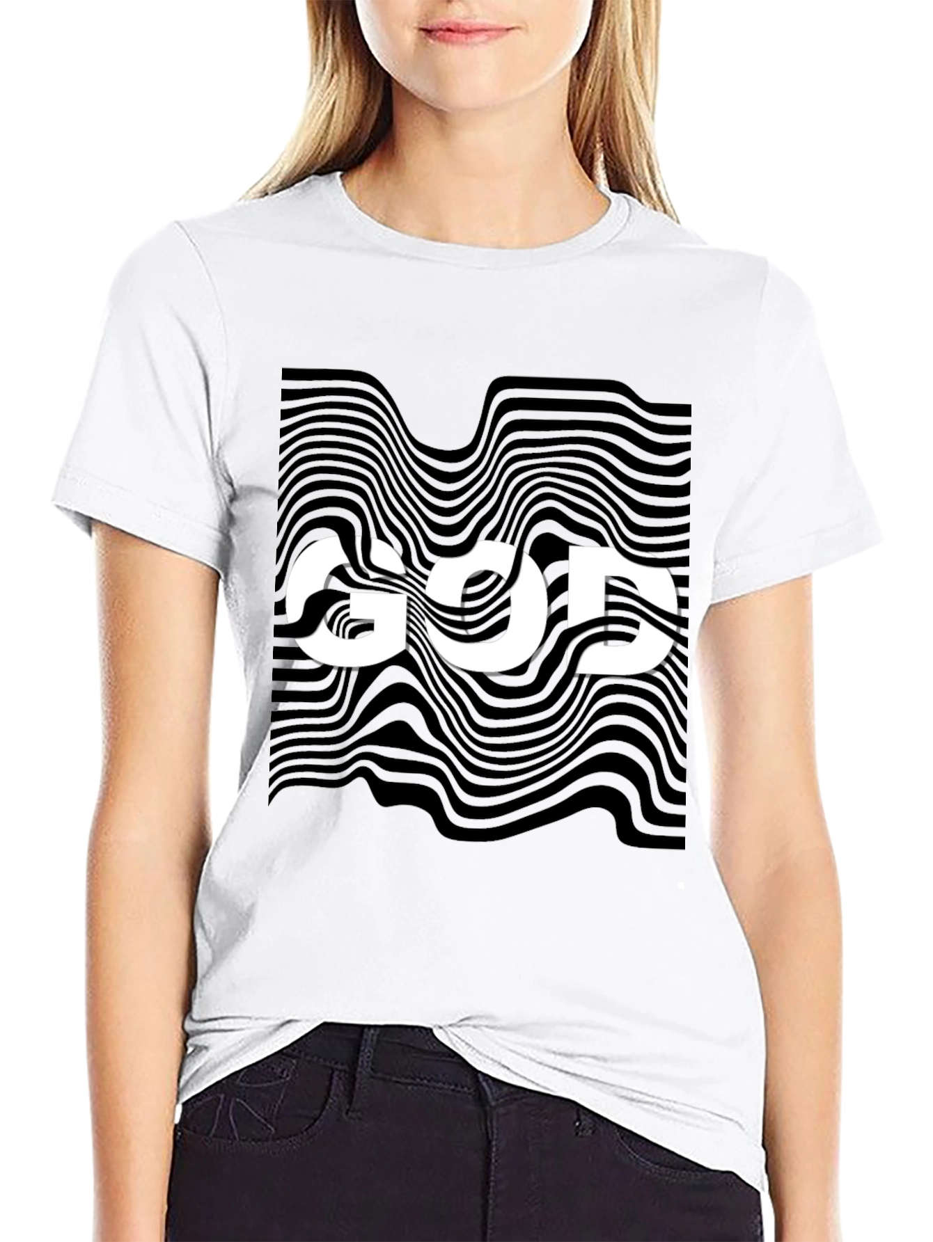 Abstract God Graphic Black T-Shirt