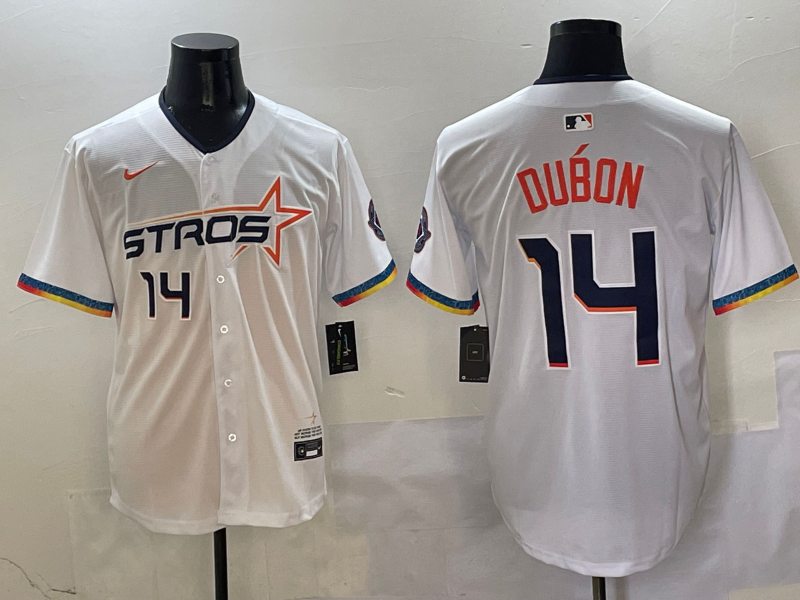 Men's Houston Astros Mauricio Dubon #14 White 2025 City Connect Limited Player Jerseys