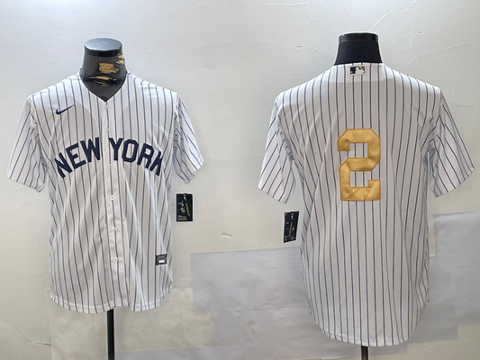 Men's New York Yankees Derek Jeter #2 White Game Player Jerseys