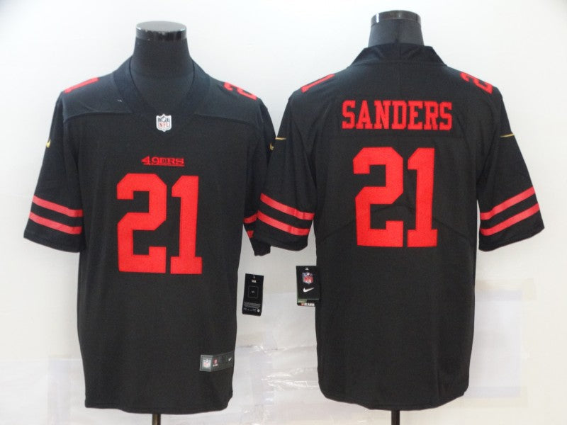 Men's San Francisco 49ers Deion Sanders #21 Black Game Jerseys