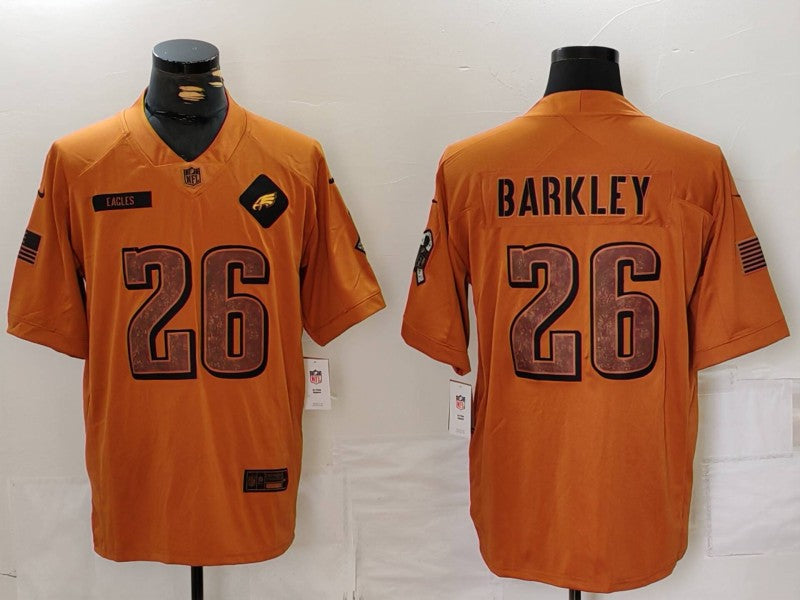 Men's Philadelphia Eagles Saquon Barkley #26 Brown 2023 Salute To Service Limited Jerseys