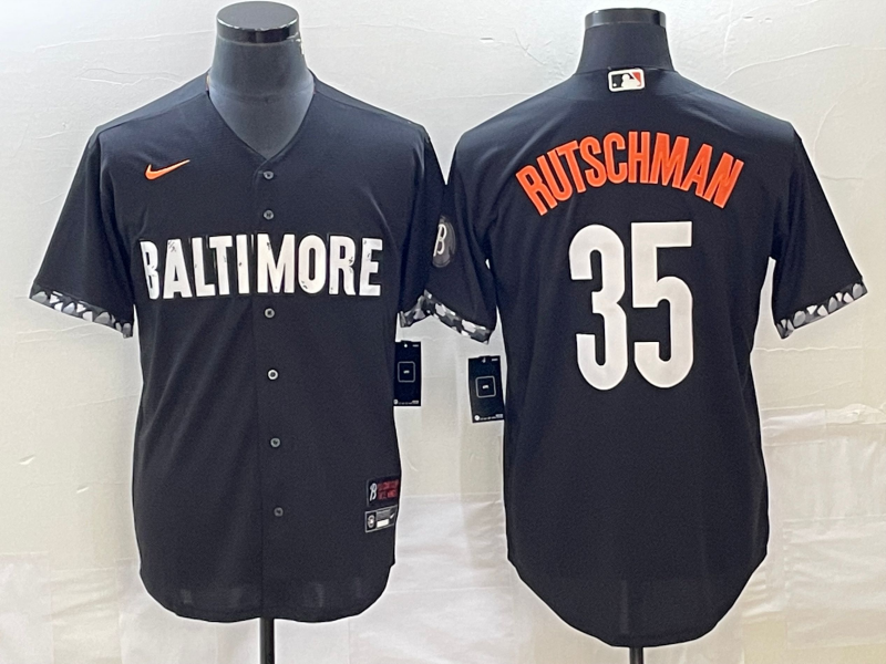 Men's Baltimore Orioles Adley Rutschman #35 Black 2023 City Connect Replica Jerseys