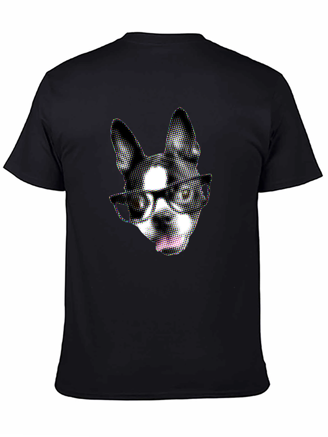 Dog with Glasses Graphic Black T-Shirt