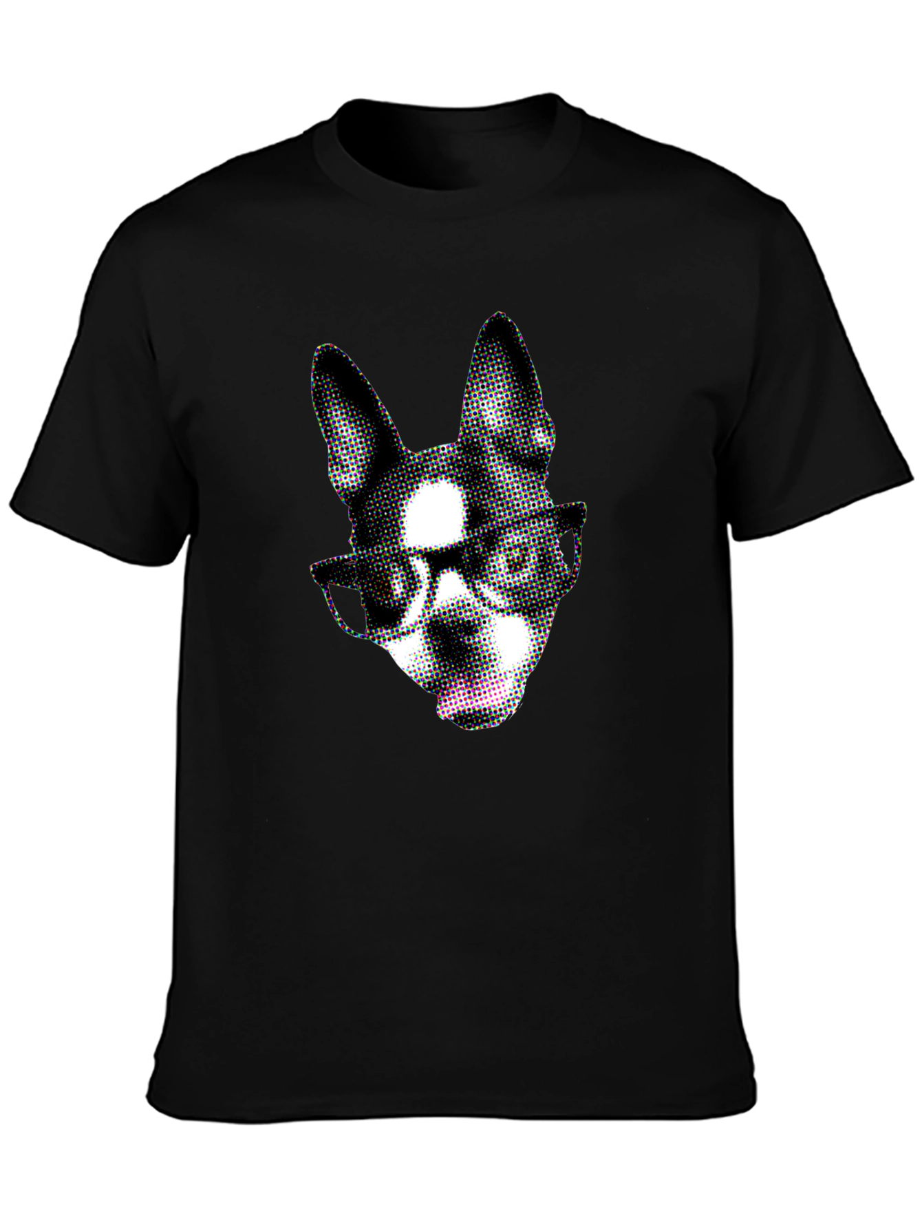 Dog with Glasses Graphic Black T-Shirt