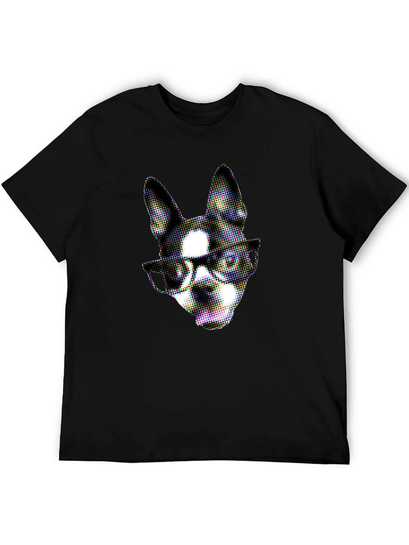 Dog with Glasses Graphic Black T-Shirt