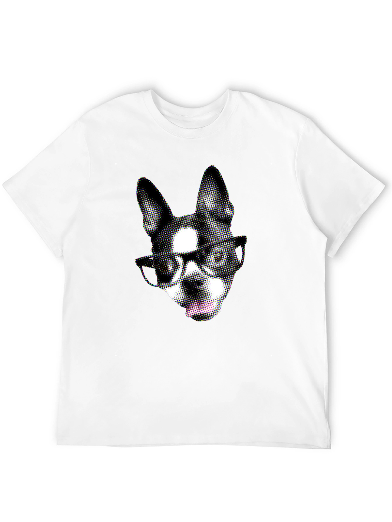 Dog with Glasses Graphic Black T-Shirt